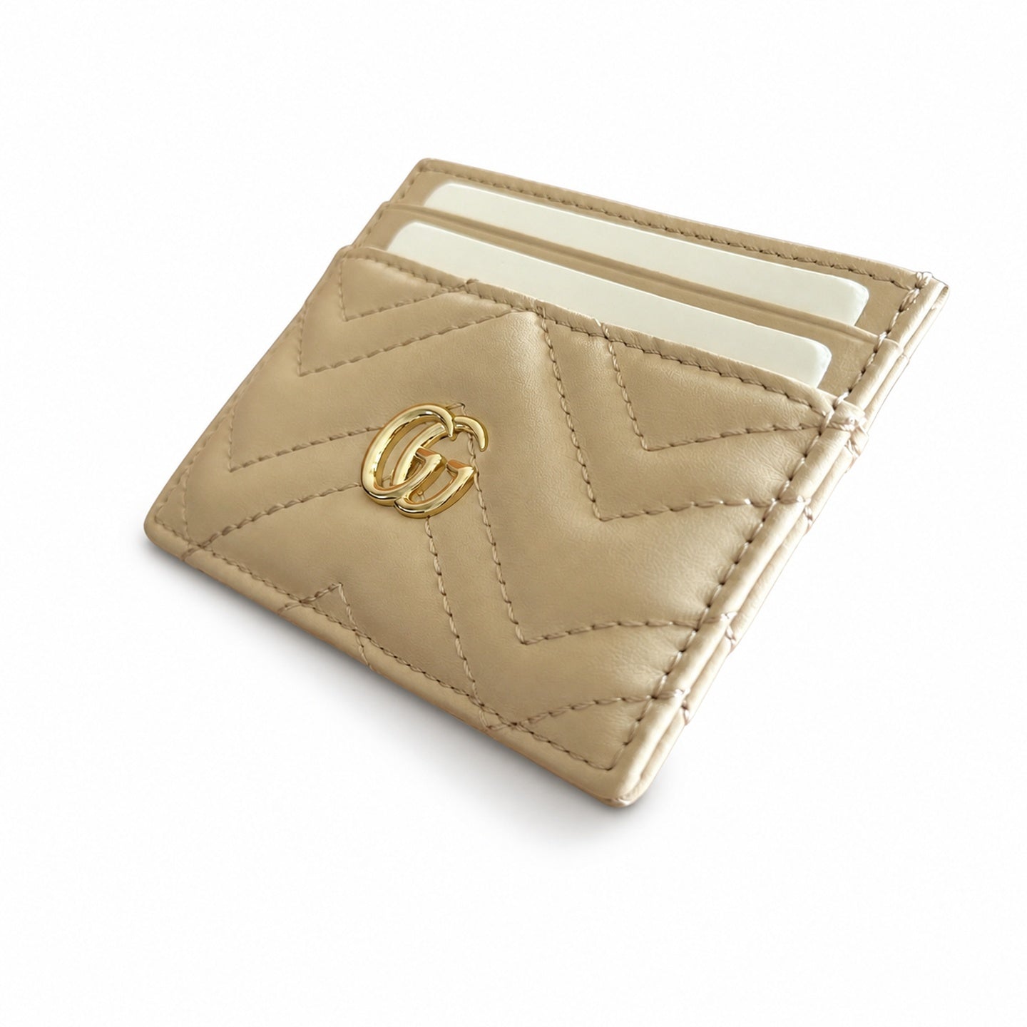 Gucci GG Marmont Small Quilted Matelasse Leather Beige Pink Gold Handbag