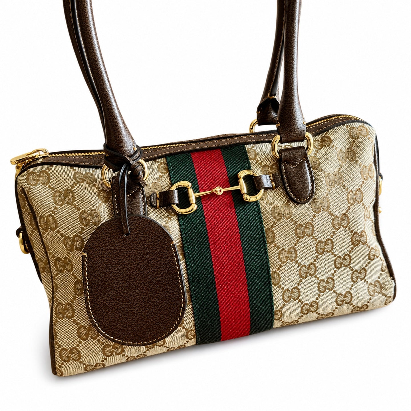 Gucci Supreme Small Canvas Leather Brown Gold Handbag