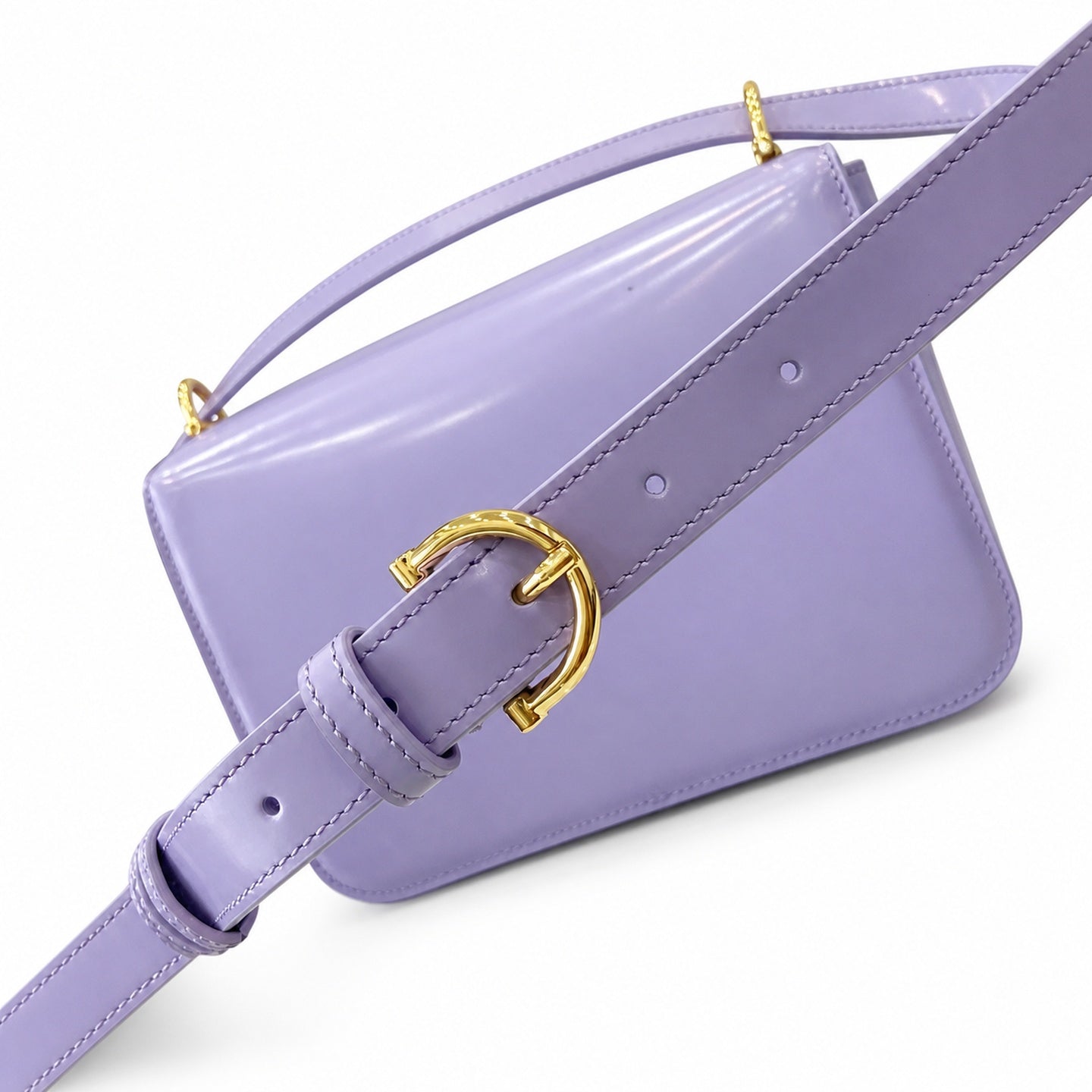 Gucci Horsebit Small Leather Purple Gold Shoulder Bag