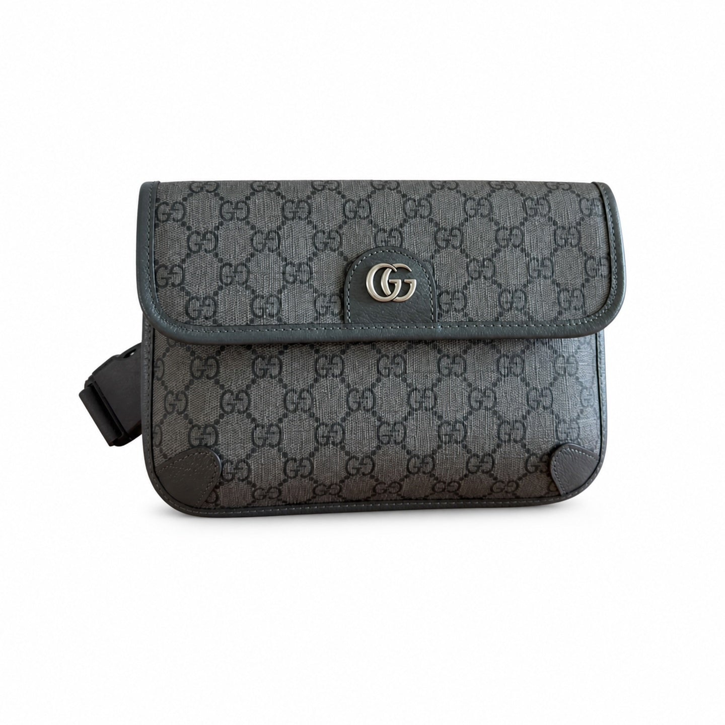 Gucci Ophidia Men's Supreme Small Cotton Canvas Leather Black Gray Waist Bag