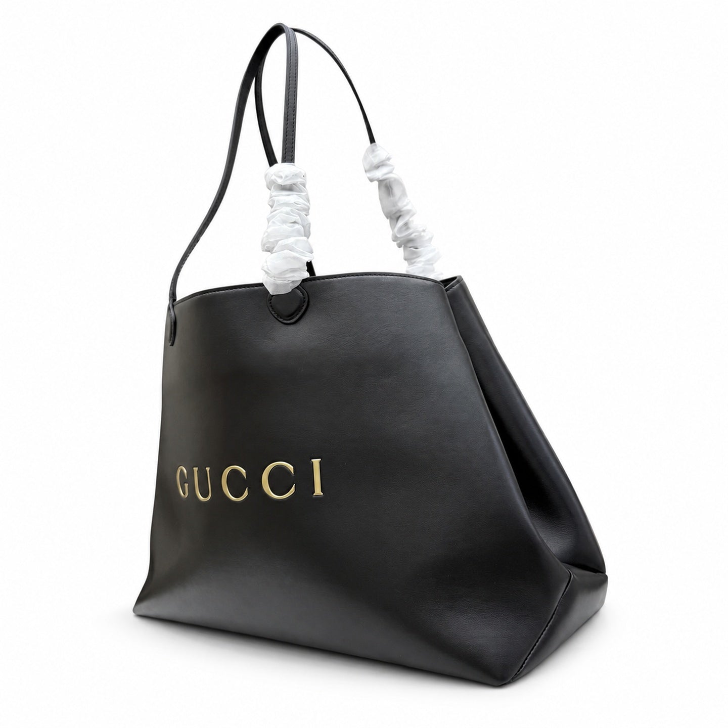 Gucci Cotton Leather Black Gold Tote Bag