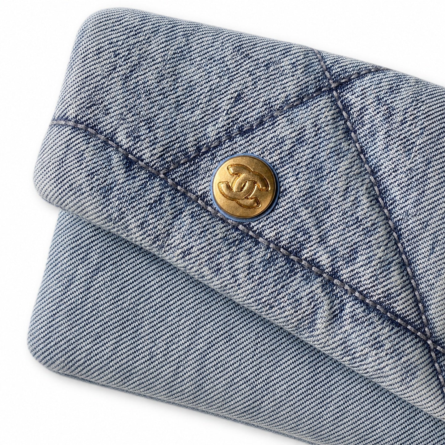 Chanel Large Denim Leather Gold Shopping Bag