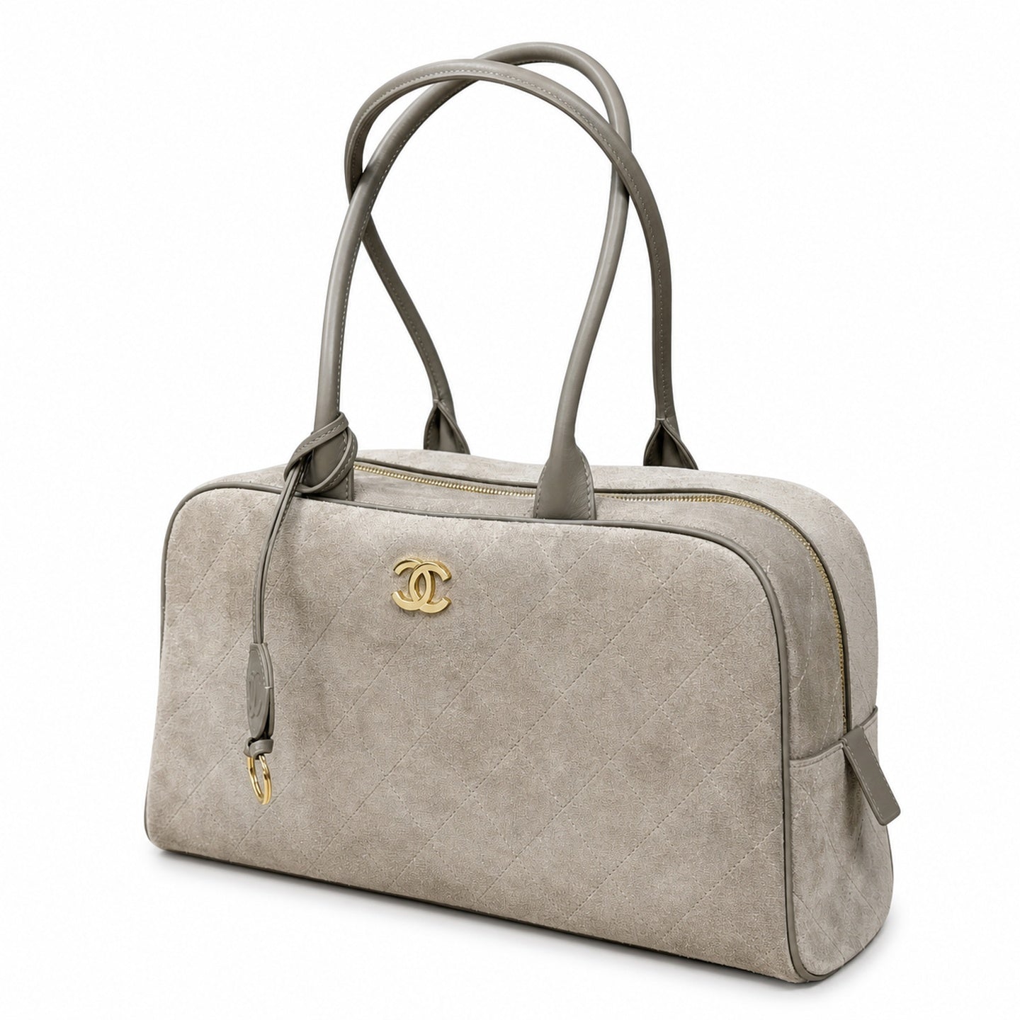 Chanel Large Suede Leather Bowling Bag