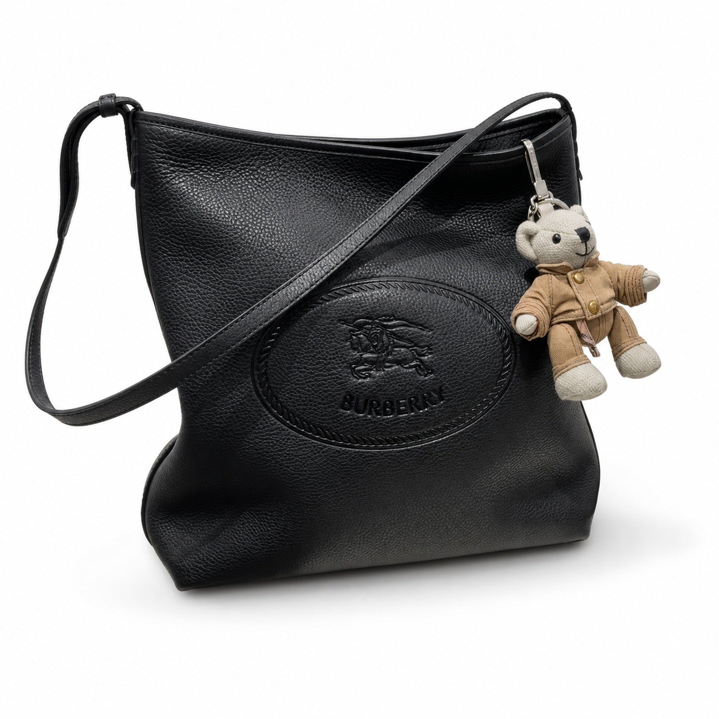 Burberry Small Cotton Jacquard Leather Check Tote Bag