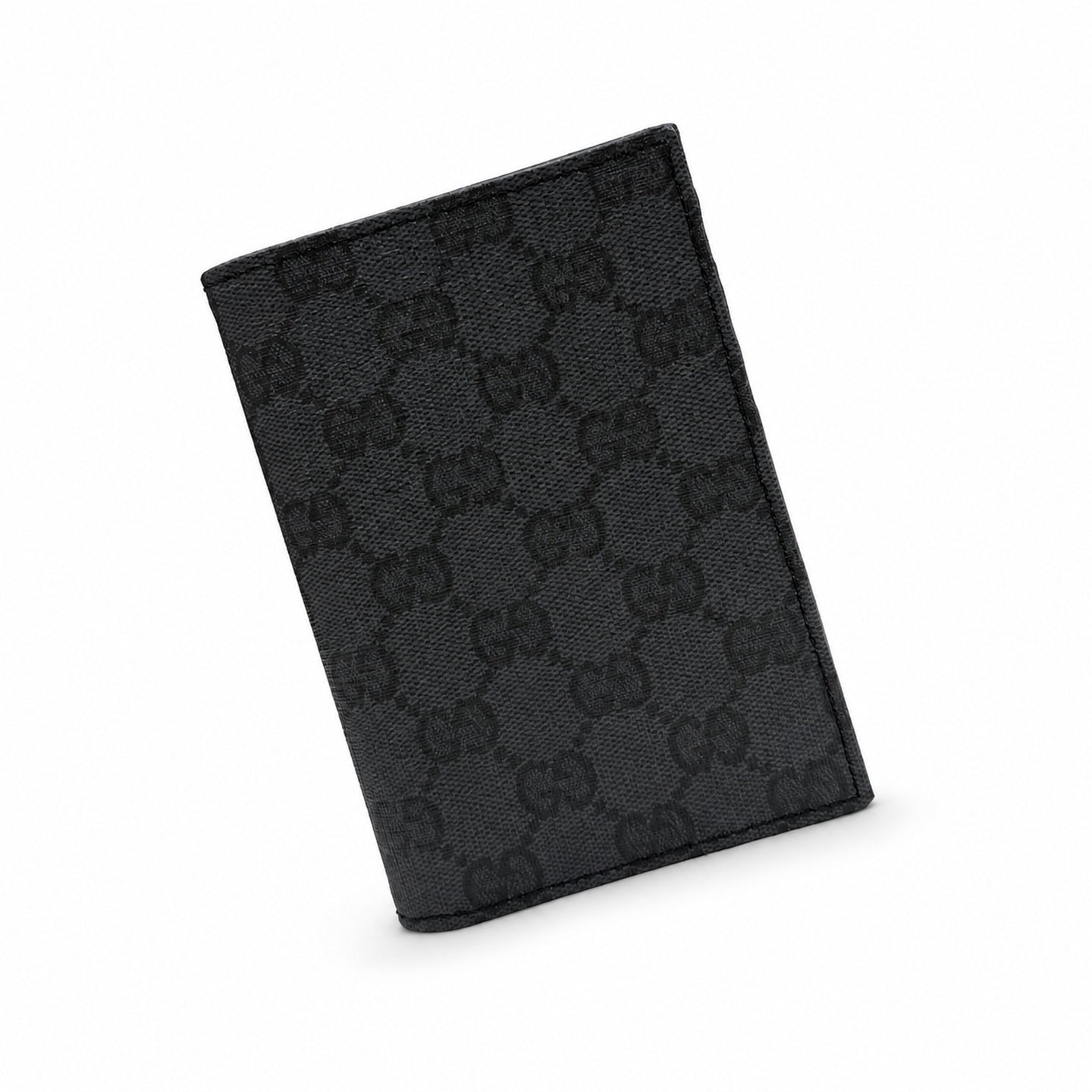 Gucci Canvas Leather Black Silver Passport Holder