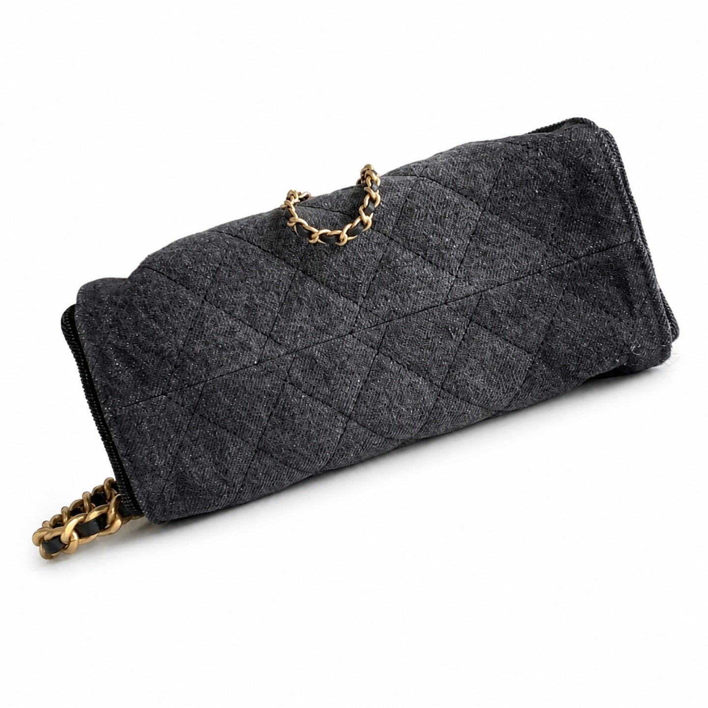 Chanel 25 Small Denim Black Gold Bag