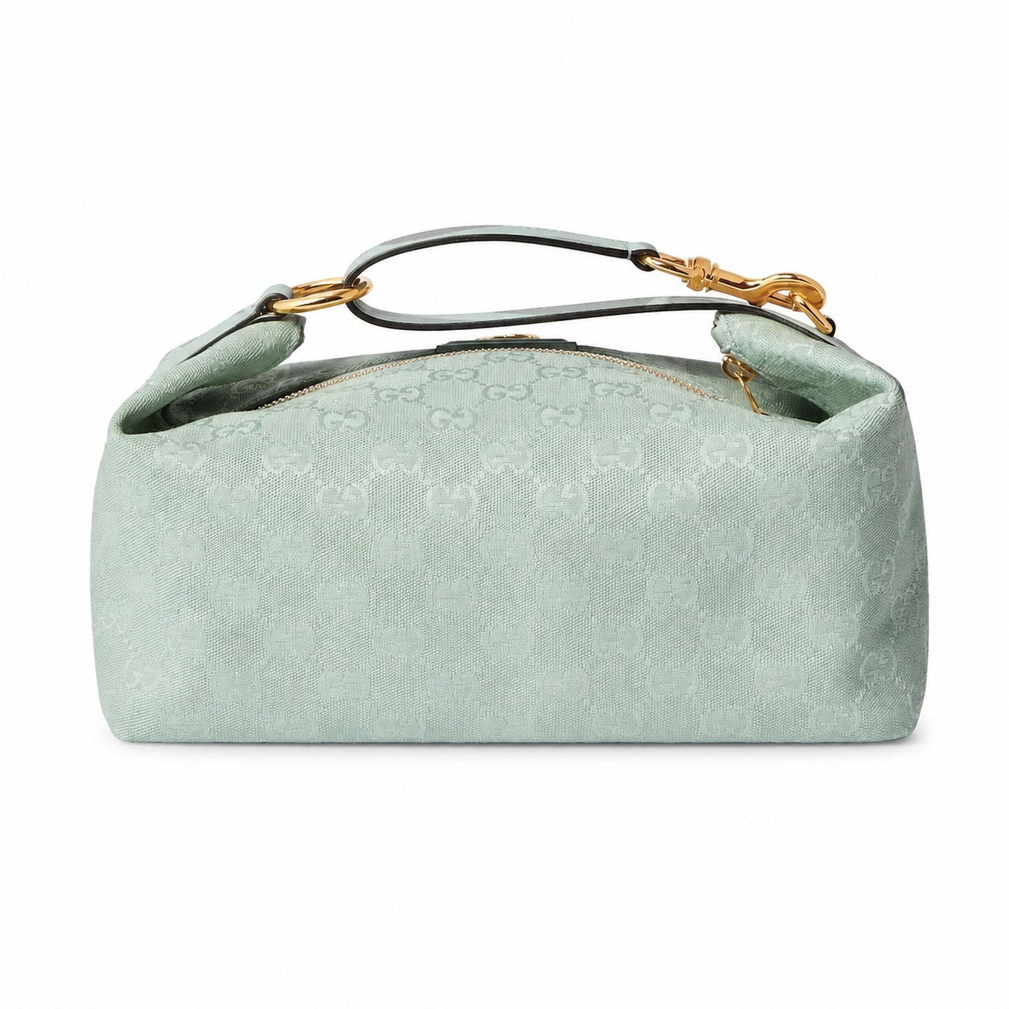 Gucci Cotton Canvas Leather Blue Gold Bag