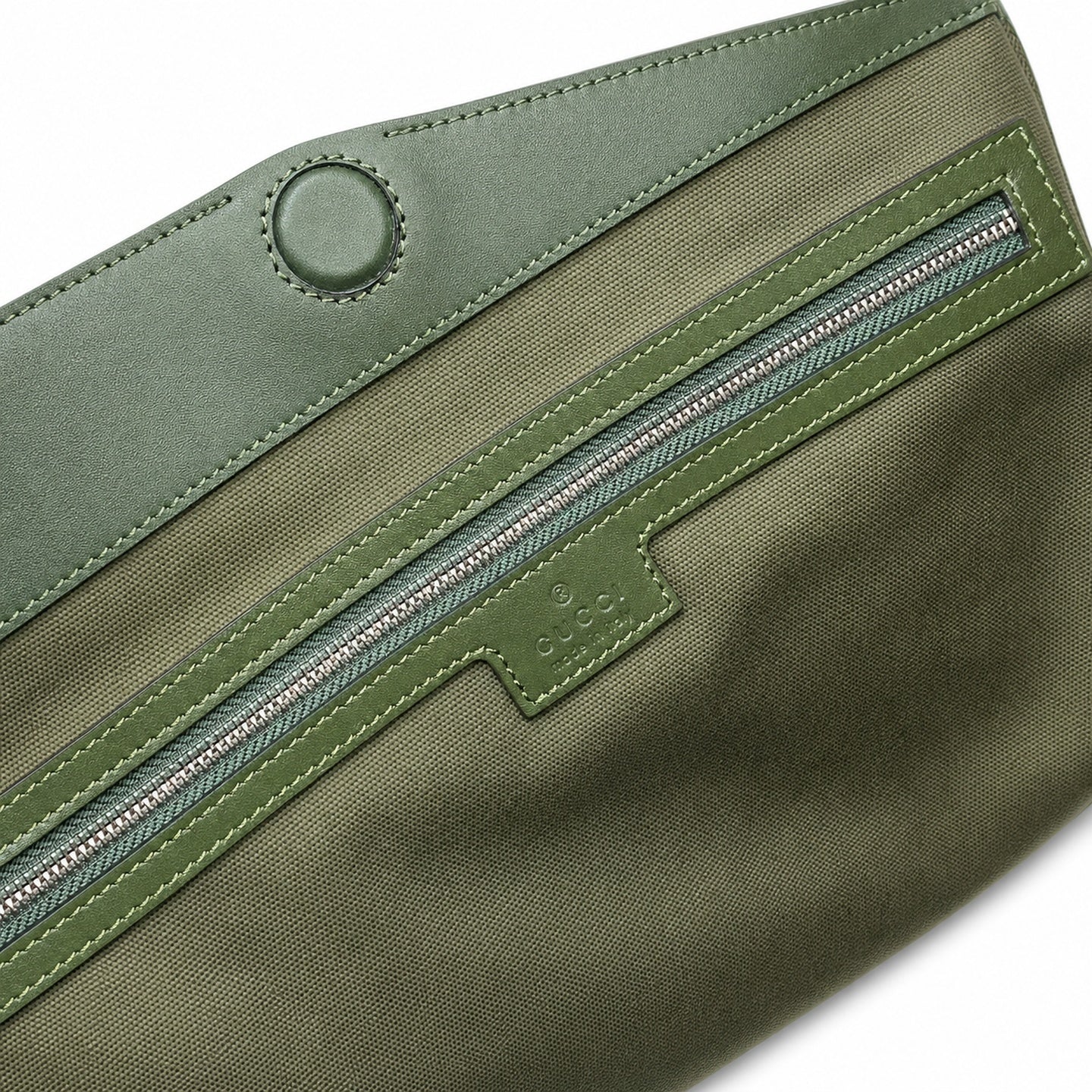 Gucci Horsebit Cotton Suede Leather Green Gold Handbag