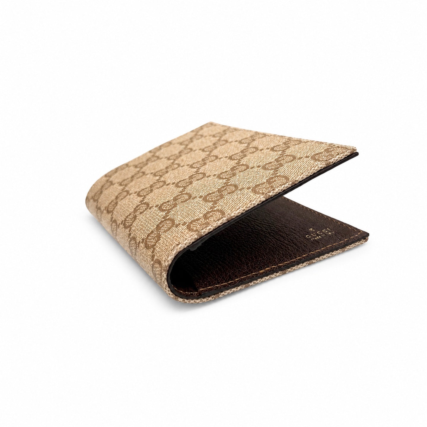 Gucci Canvas Leather Brown Gold Silver Passport Holder