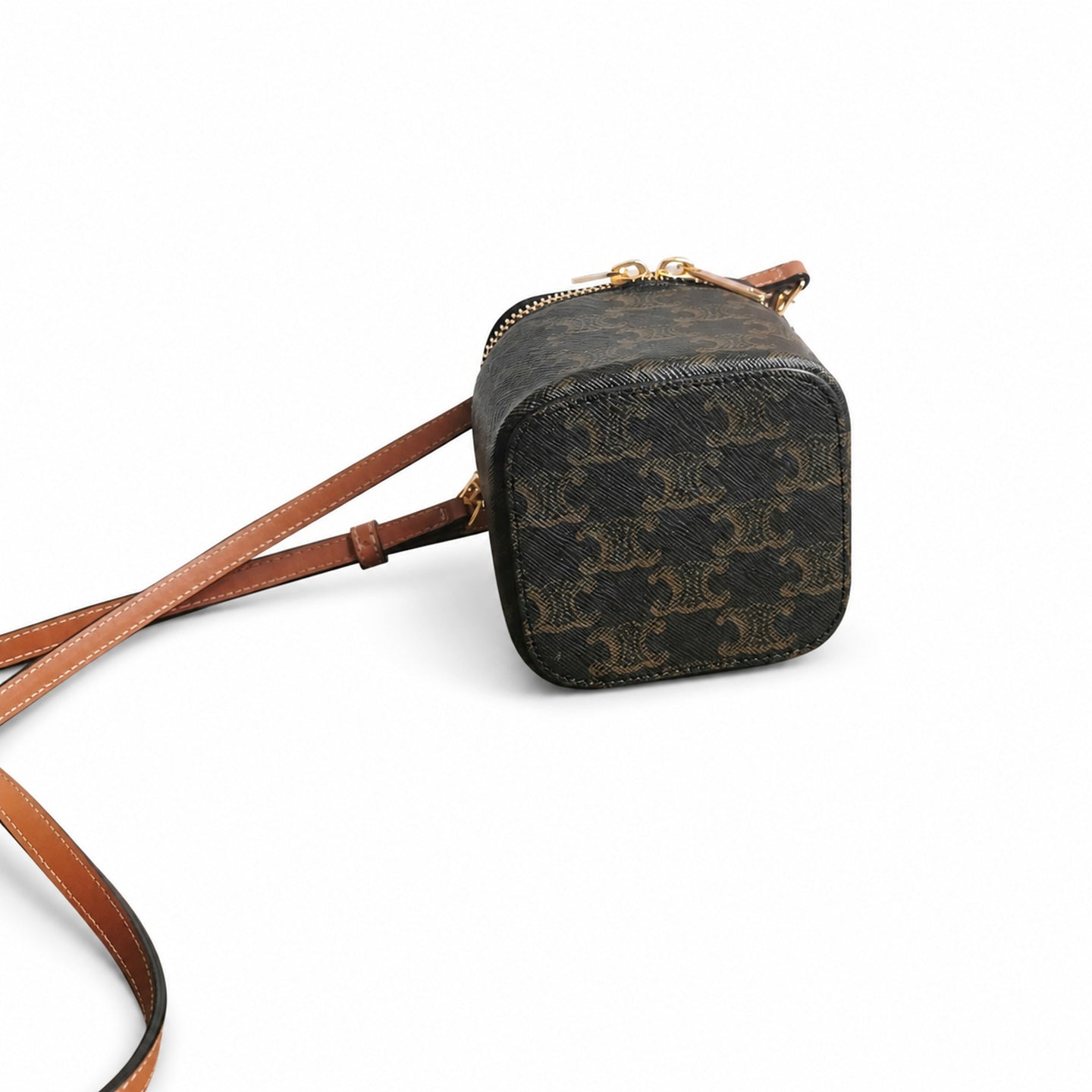 Celine Double Zip Small Brown Bag