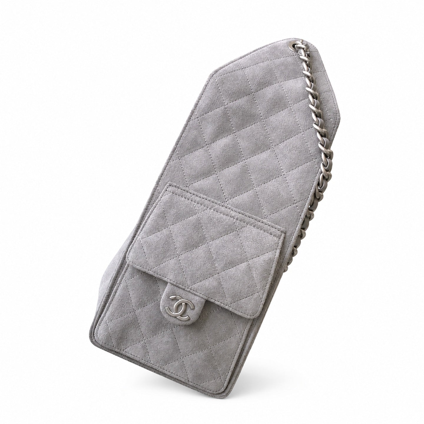 Chanel Large Leather Silver Bag