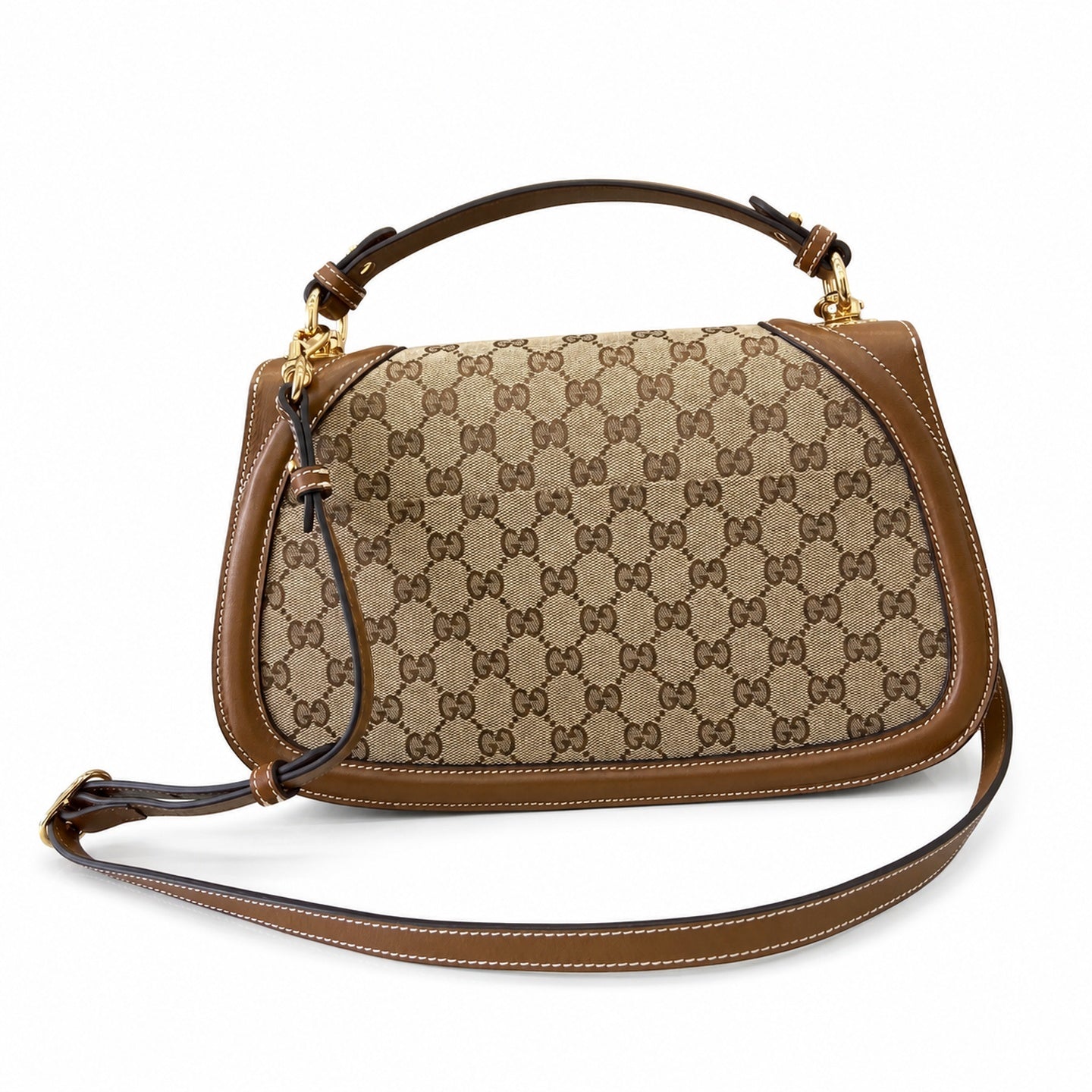 Gucci Blondie Medium Canvas Leather Beige Brown Green Handbag