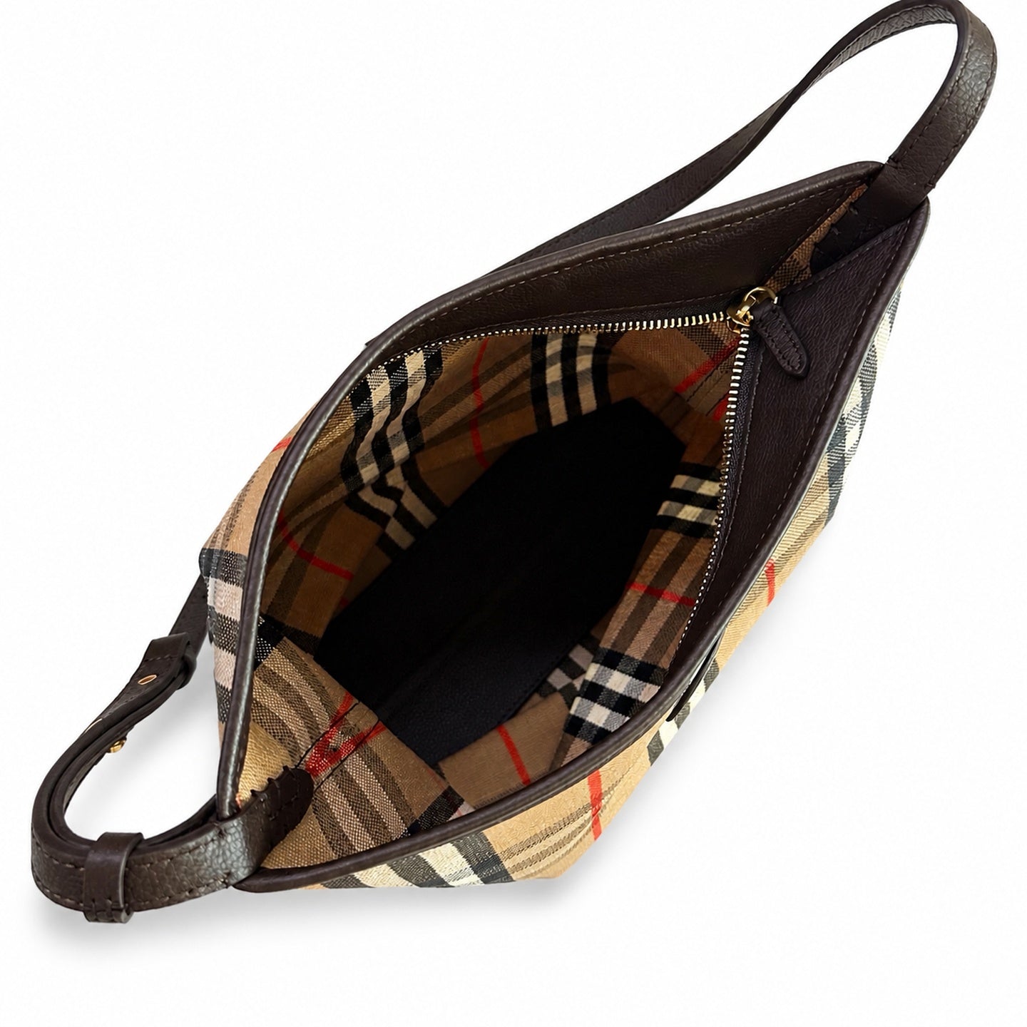 Burberry Highlands Small Cotton Jacquard Leather Bag