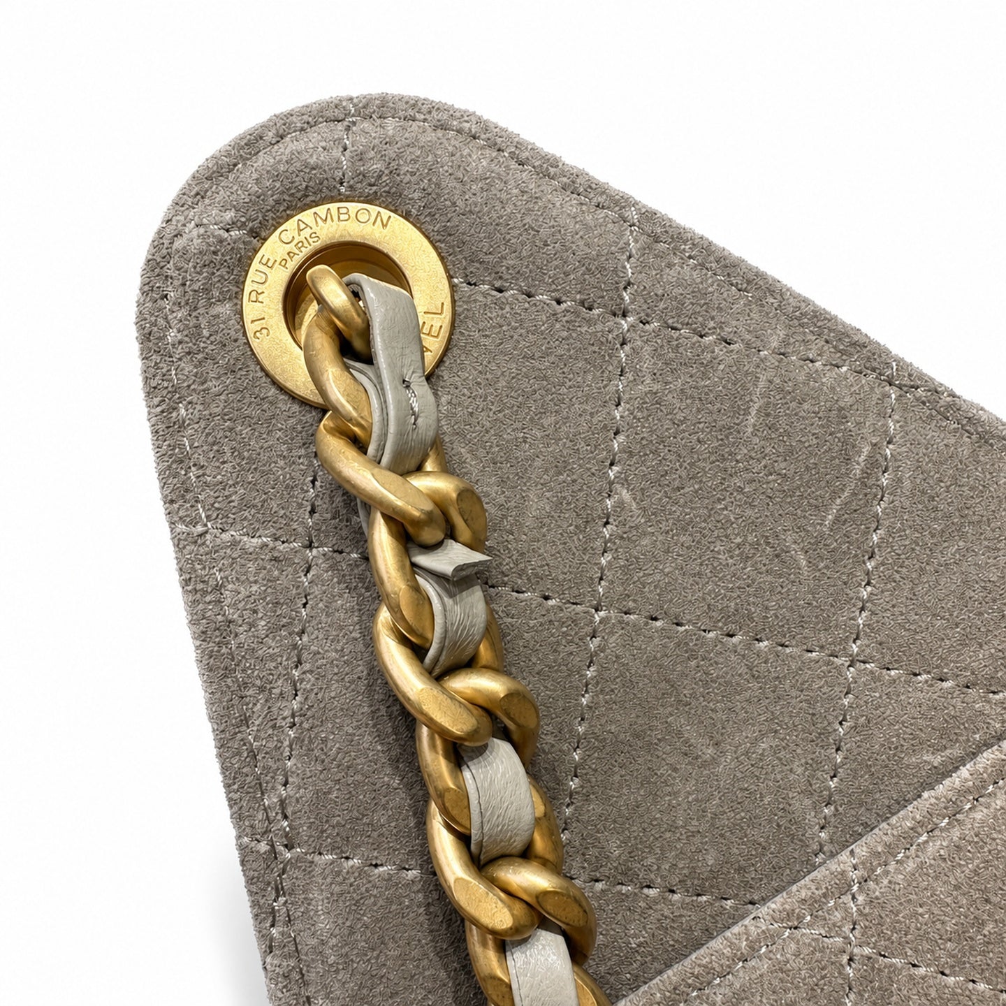 Chanel Small Leather Black Gray Gold Bag