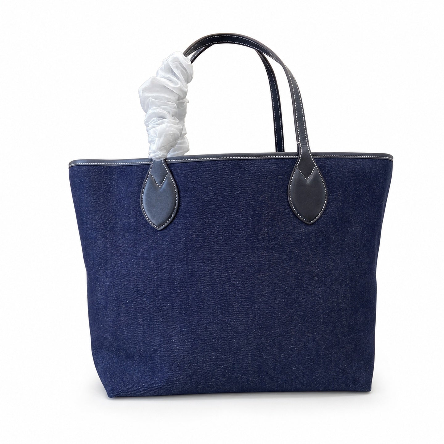 Gucci Supreme Reversible Medium Denim Canvas Leather Beige Blue Handbag