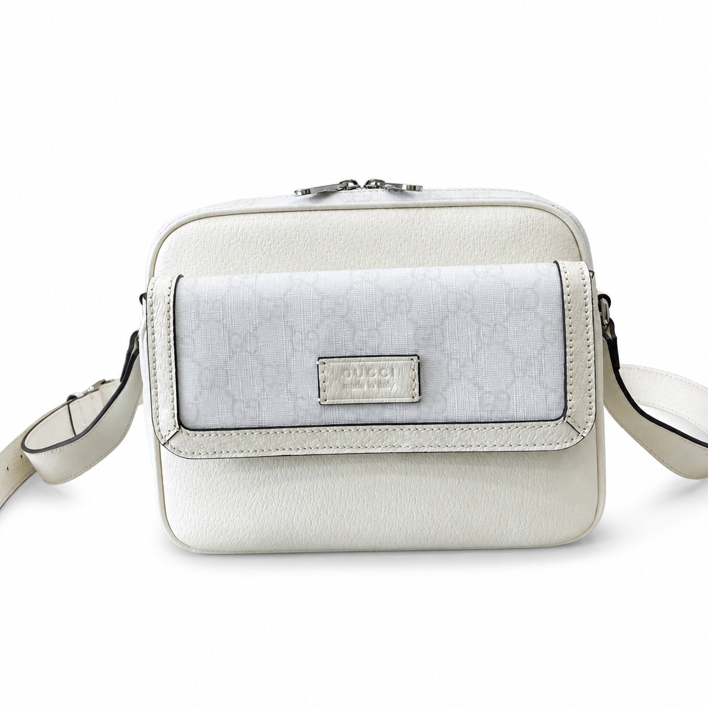 Gucci Supreme Mini Cotton Canvas Leather White Green Crossbody Bag