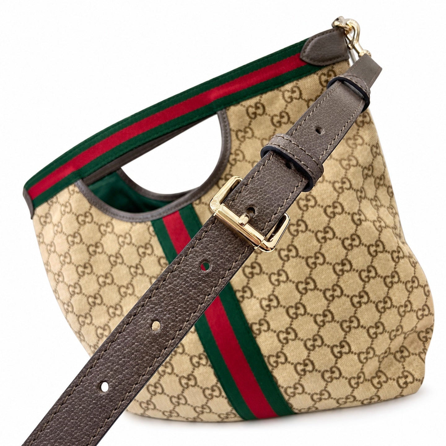 Gucci Giglio Men's Cotton Canvas Leather Black Beige Brown Red Green Gold Handbag
