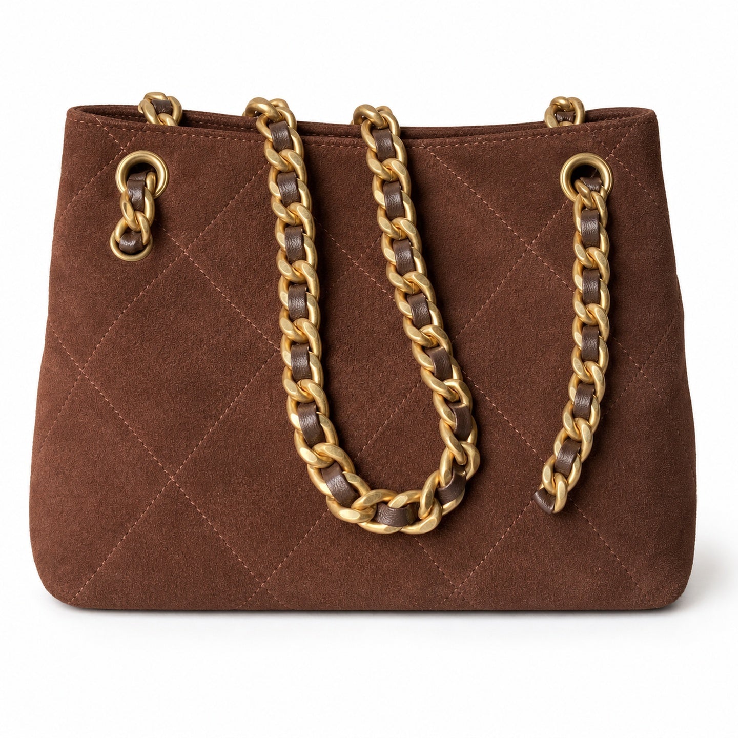 Chanel Large Suede Velvet Leather Gold Bag