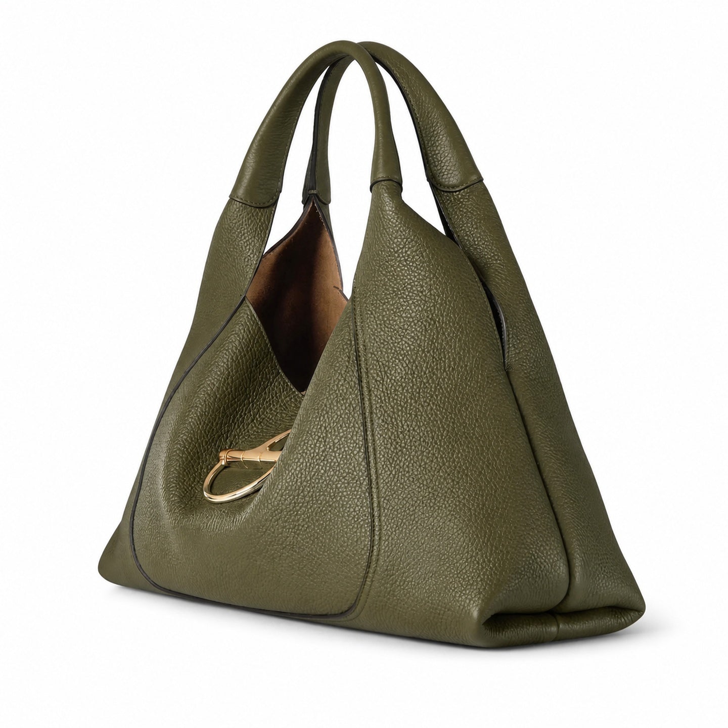 Gucci Leather Brown Green Gold Bag