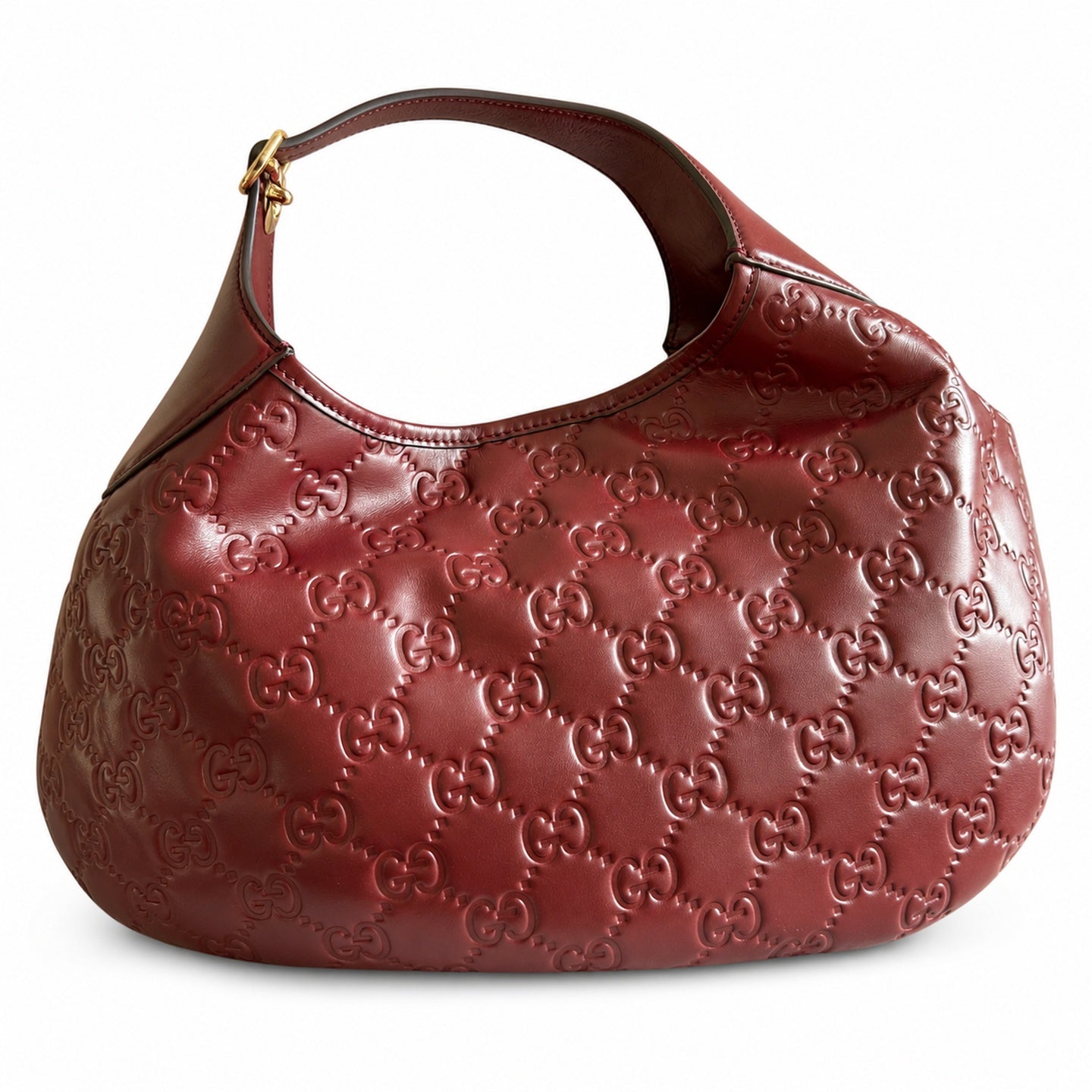 Gucci Suede Leather Brown Gold Burgundy Bag