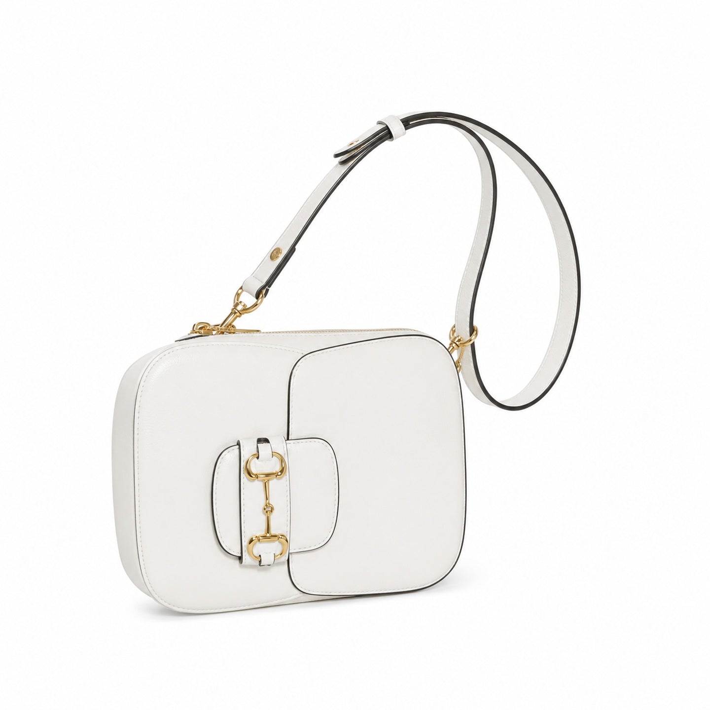 Gucci Horsebit 1955 Leather White Gold Shoulder Bag