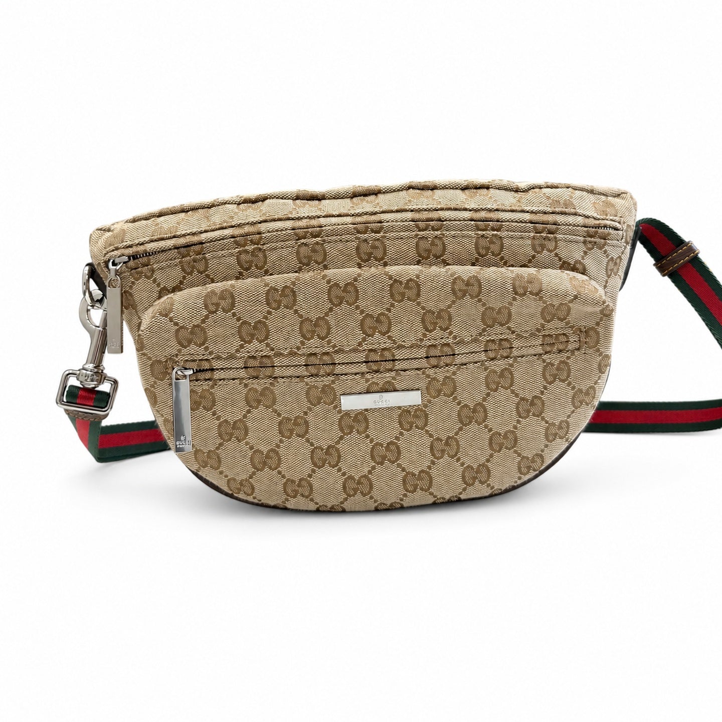 Gucci Canvas Brown Red Green Silver Bag