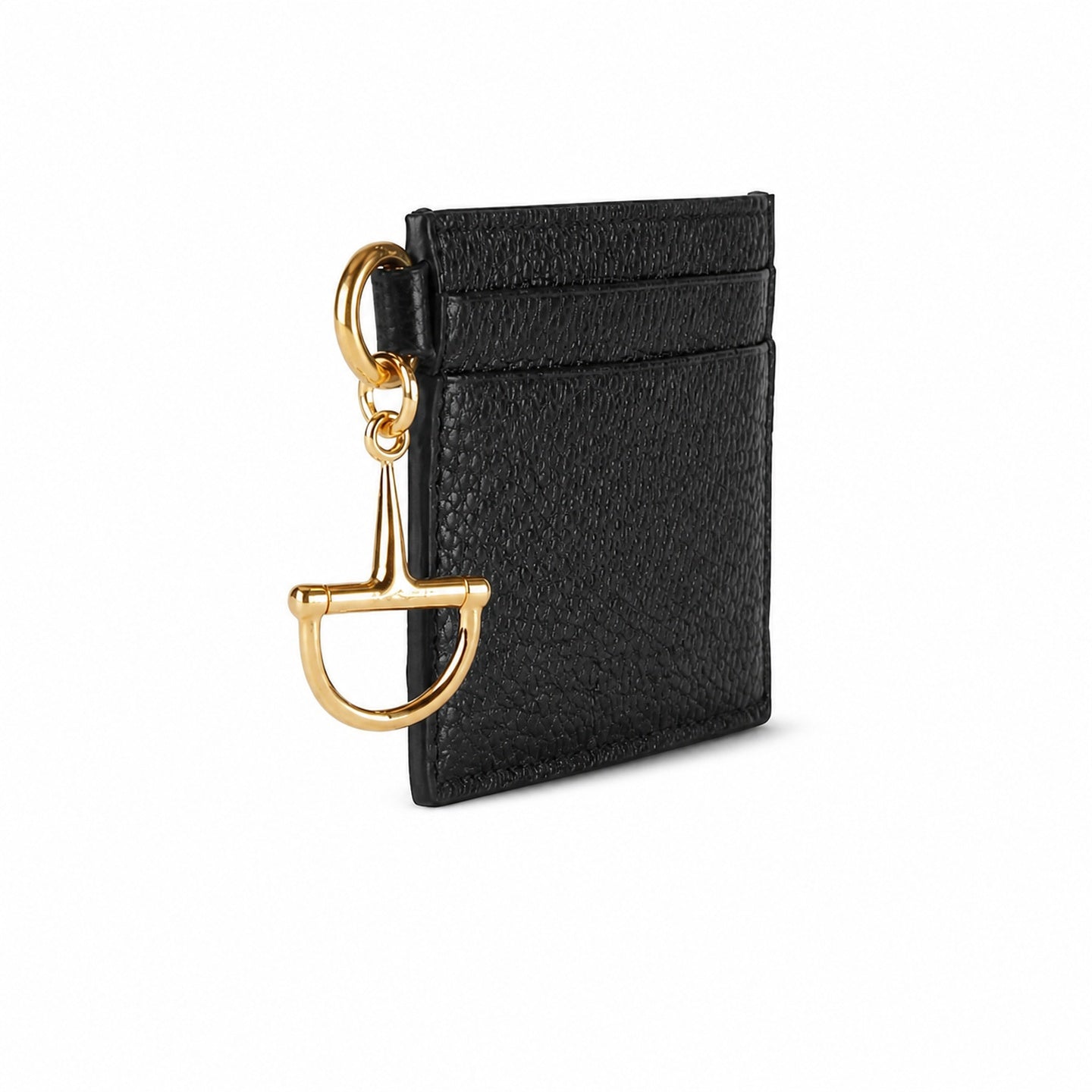 Gucci Horsebit Cotton Leather Black Gold Card Holder