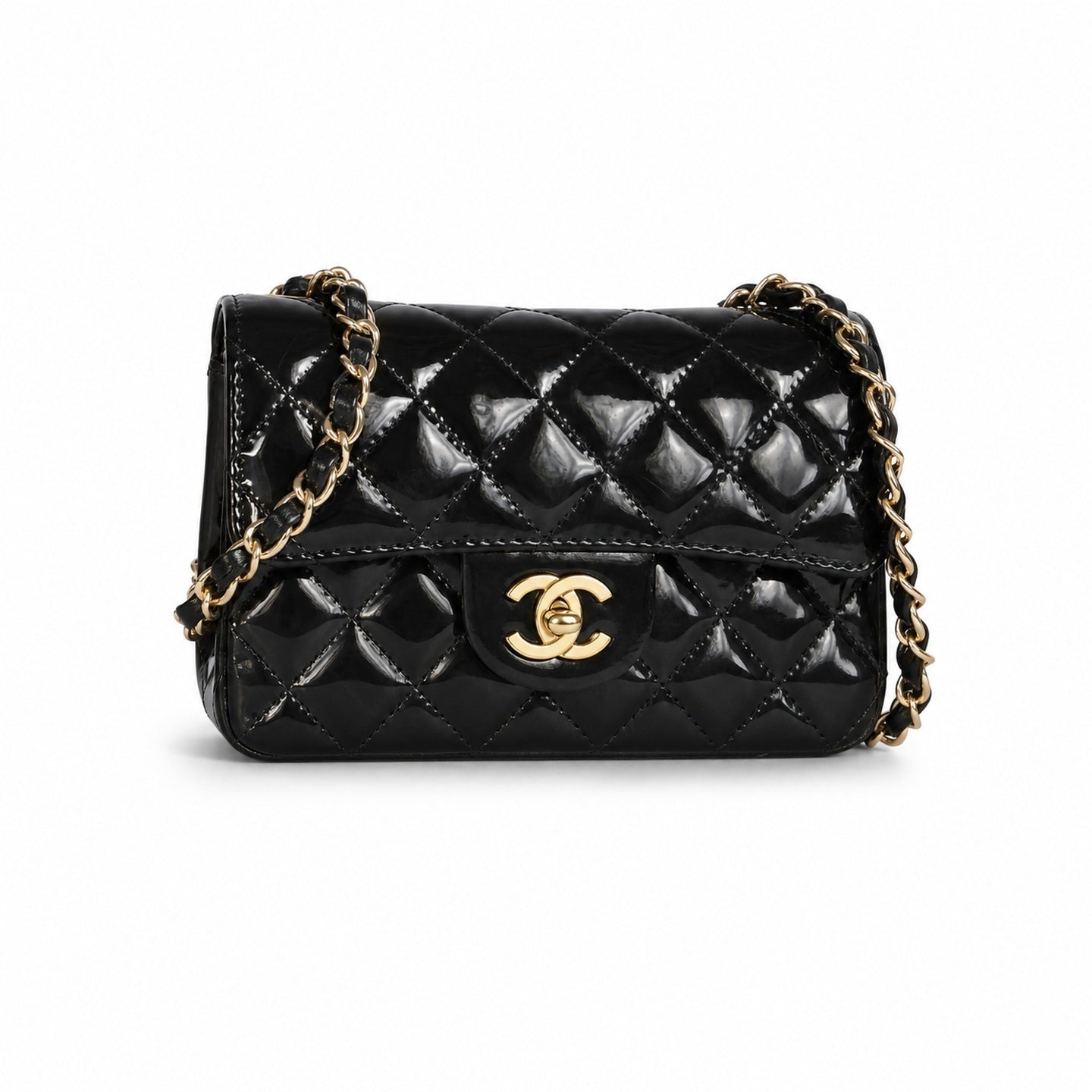 Chanel Medium Knit Patent Leather Bag