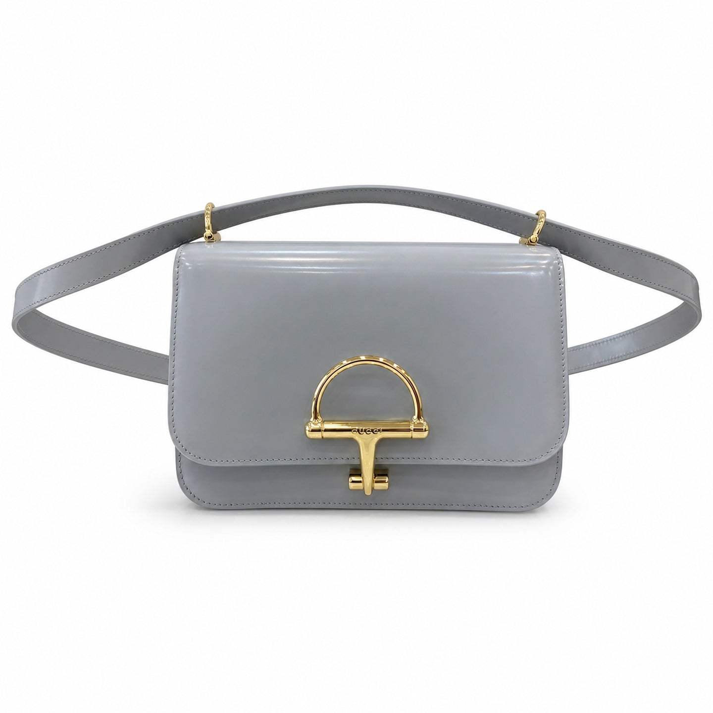 Gucci Horsebit Small Leather Gray Gold Shoulder Bag