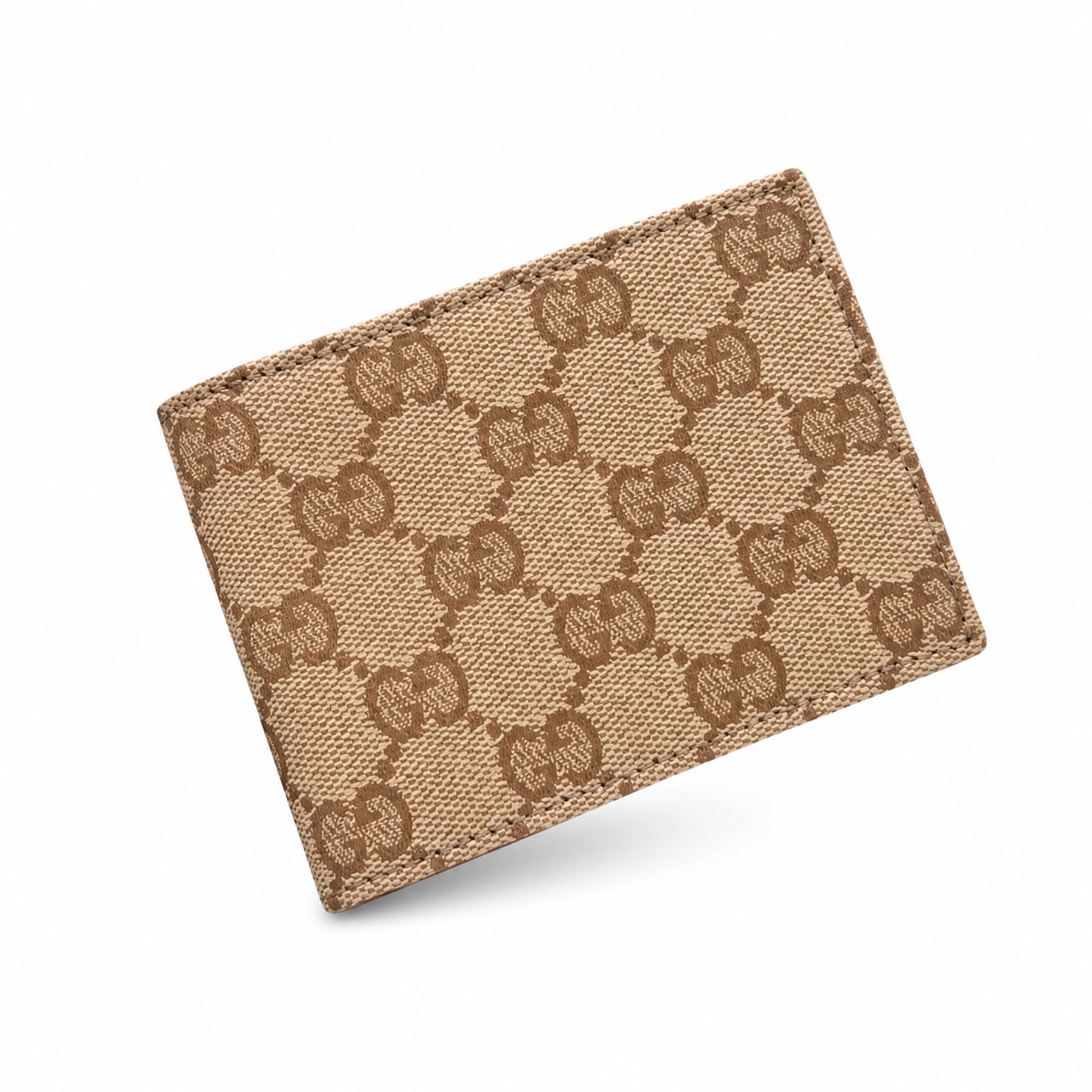 Gucci Canvas Leather Brown Gold Silver Wallet