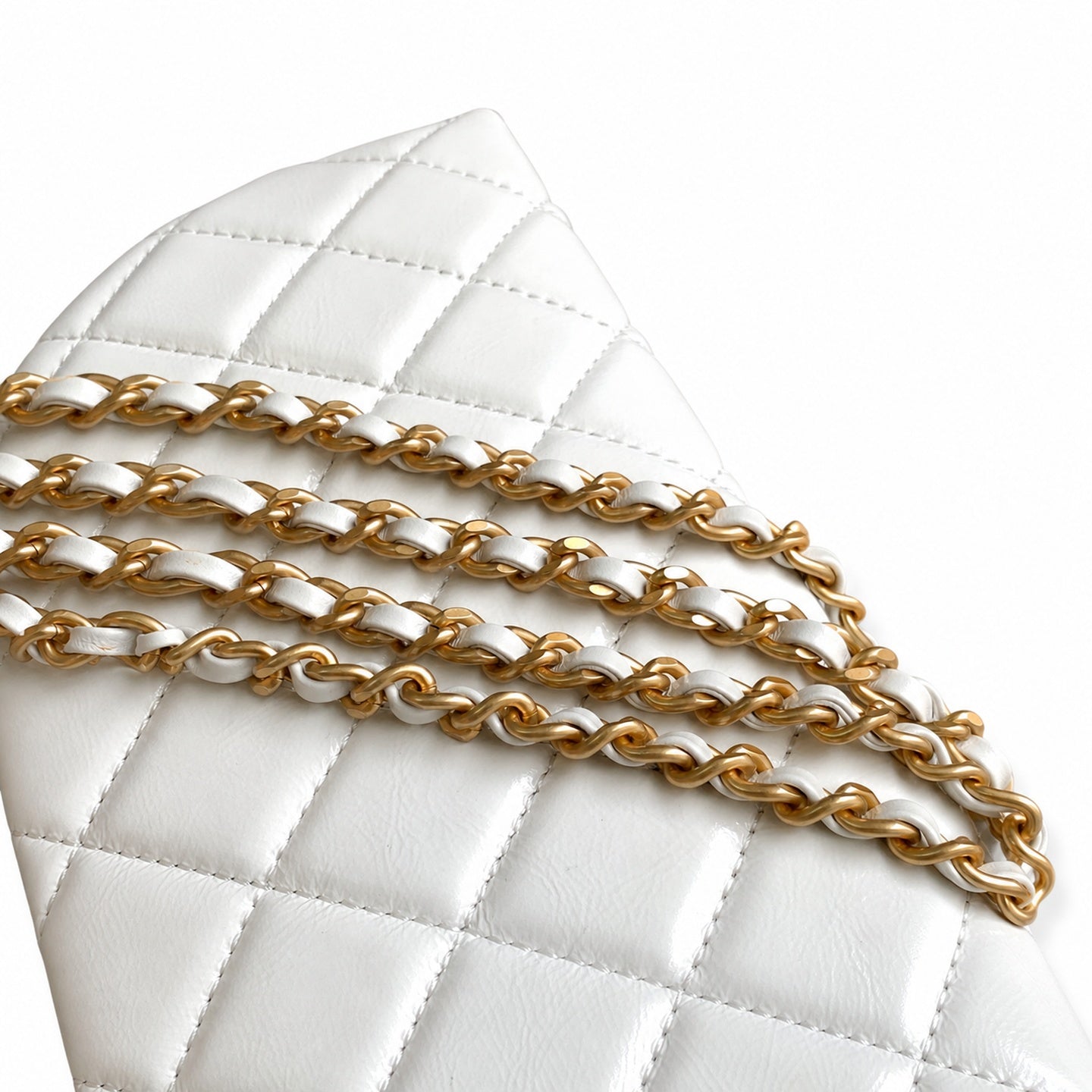 Chanel Kelly Leather White Gold Chain Bag