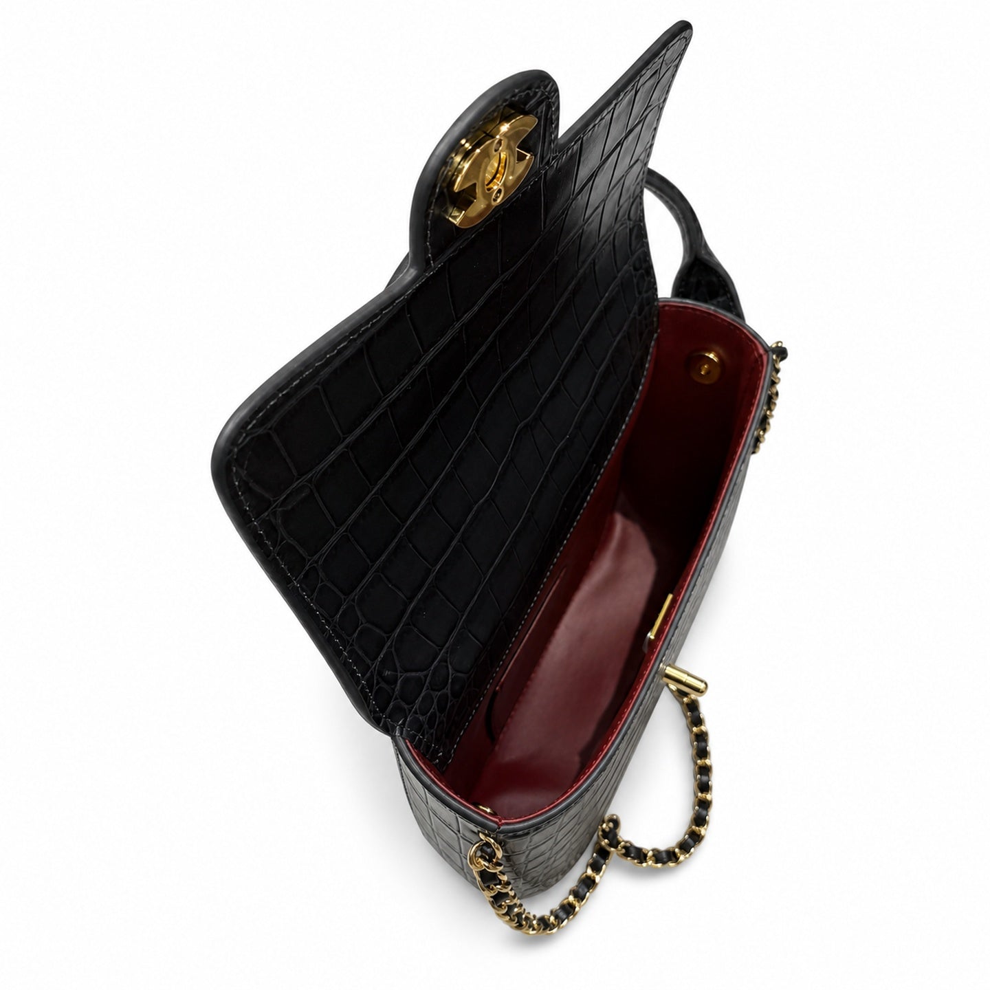 Chanel Croc-Embossed Leather Bag