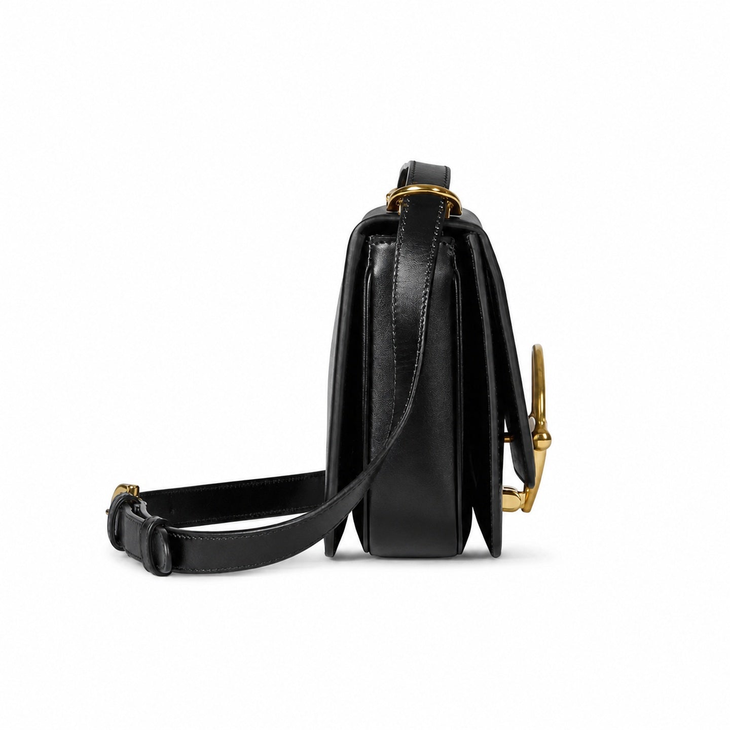 Gucci Horsebit Small Leather Black Gold Shoulder Bag