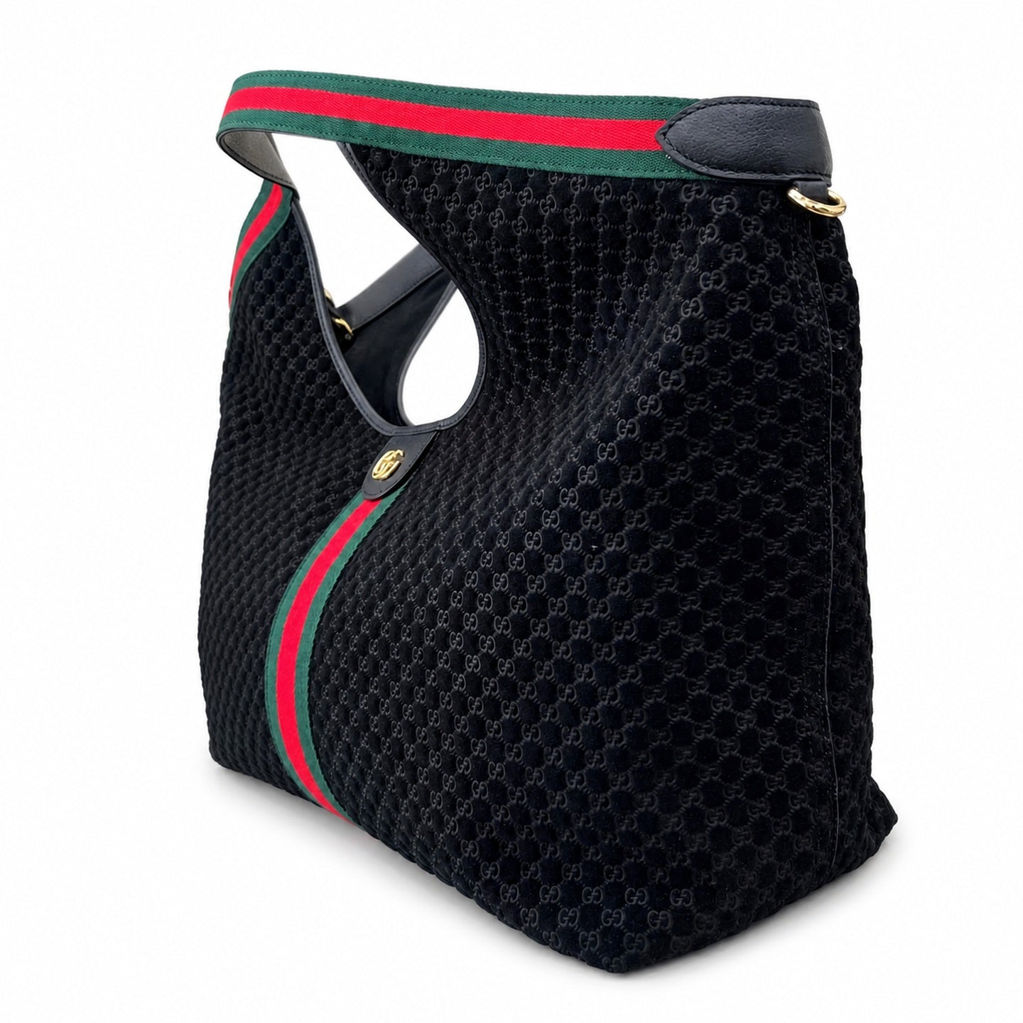 Gucci Giglio Cotton Suede Canvas Velvet Black Red Green Gold Handbag