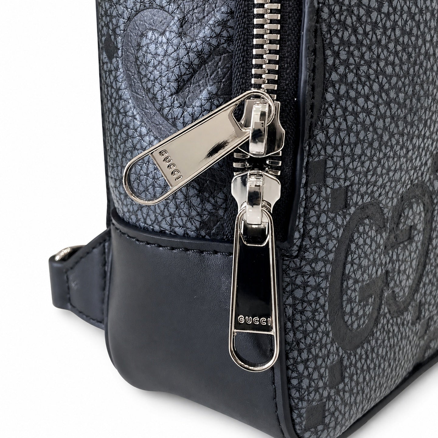 Gucci Cotton Leather Black Gray Crossbody Bag