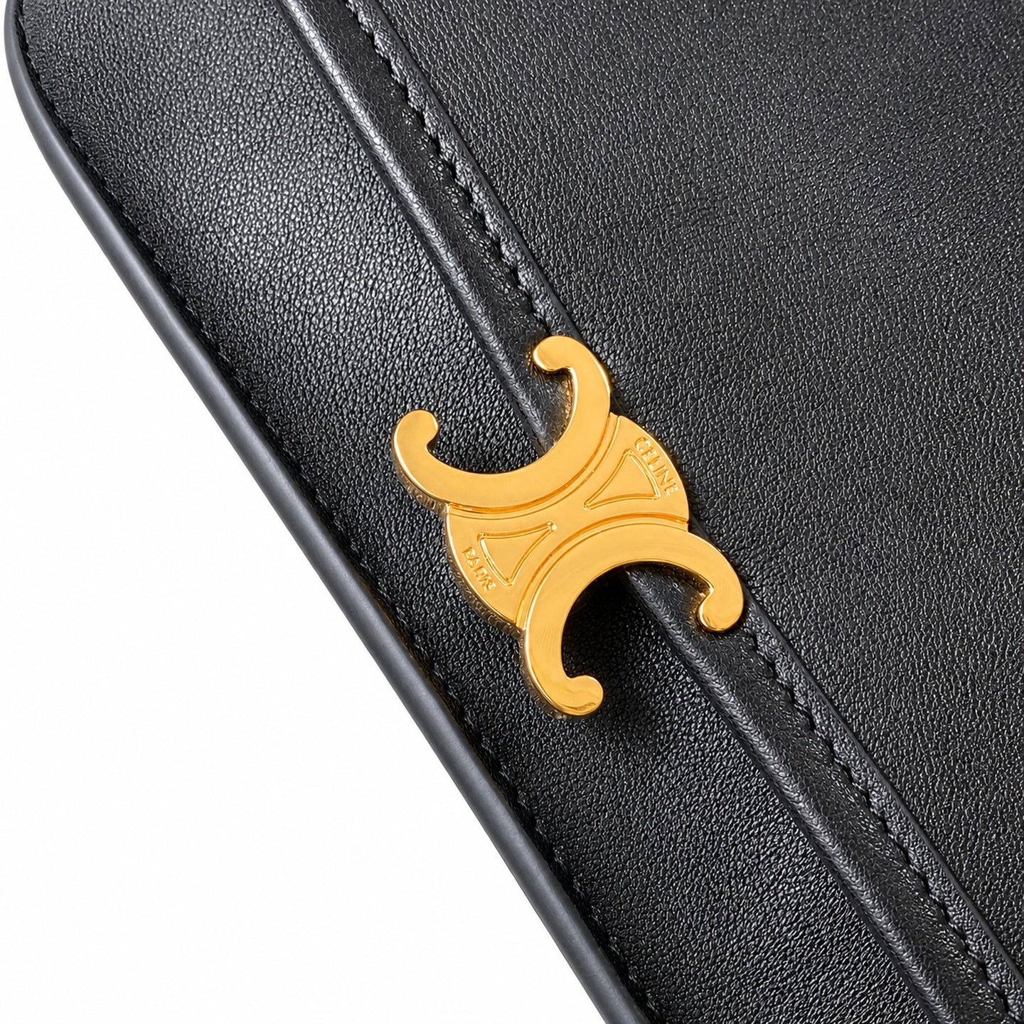 Celine Triomphe Large Leather Black Gold Bag
