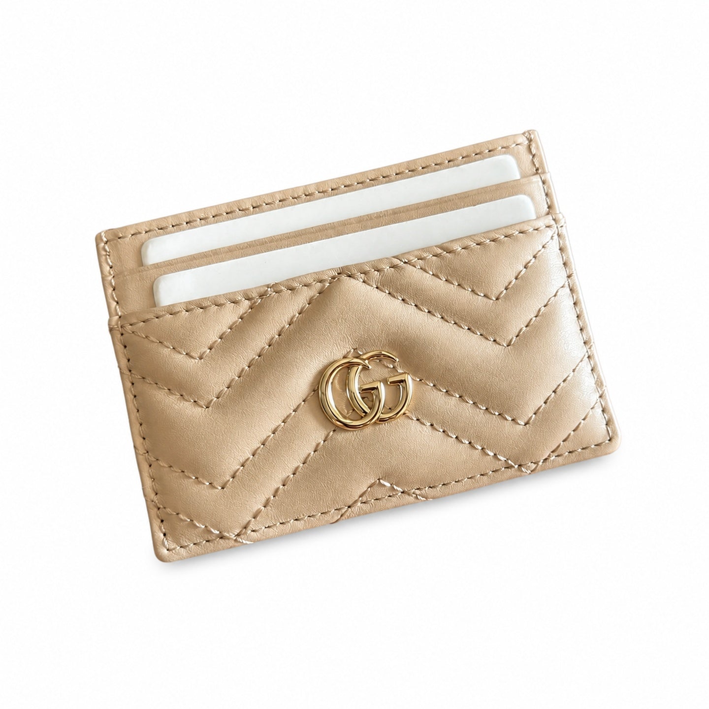 Gucci GG Marmont Small Quilted Matelasse Leather Beige Pink Gold Handbag