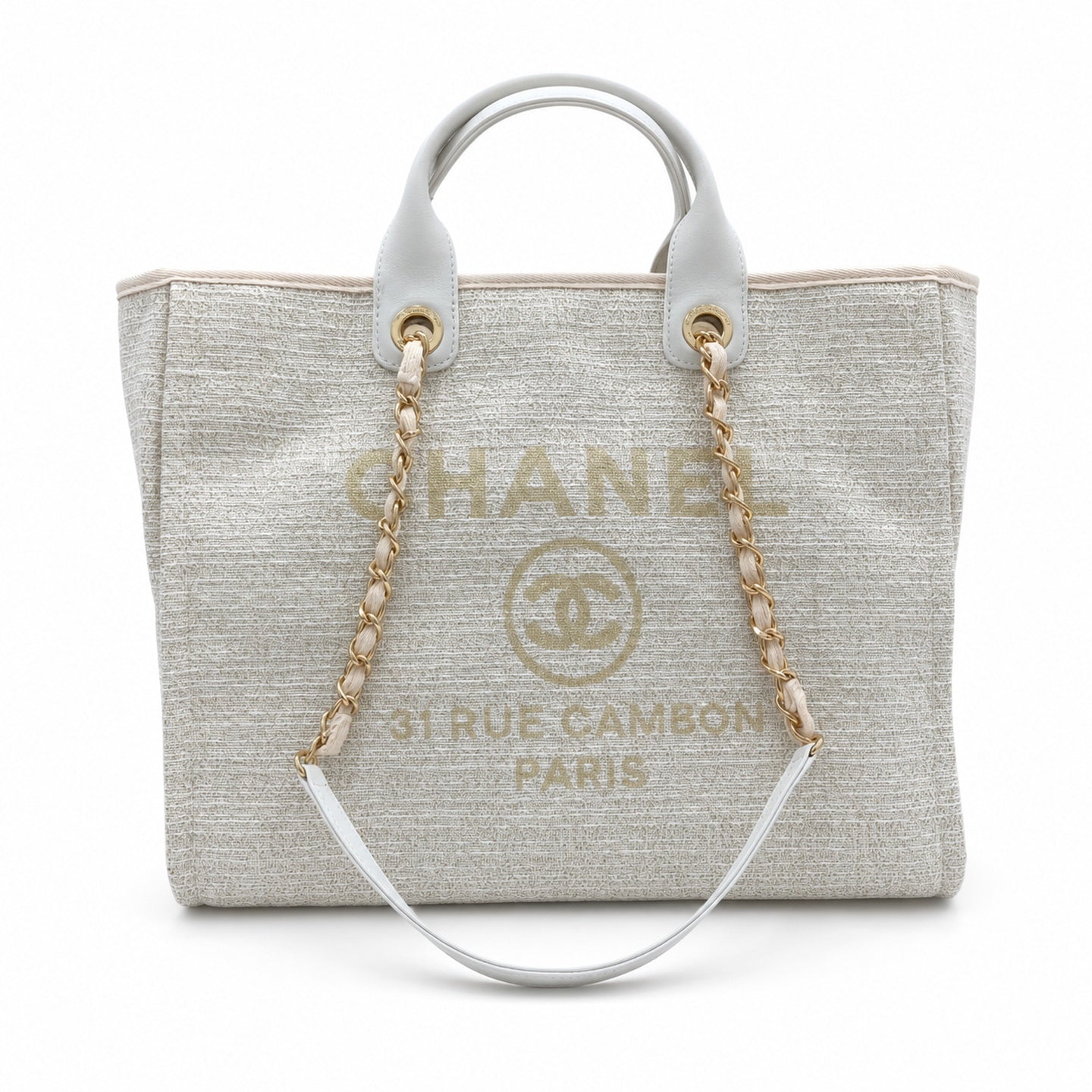 Chanel Large Canvas White Shopping Bag