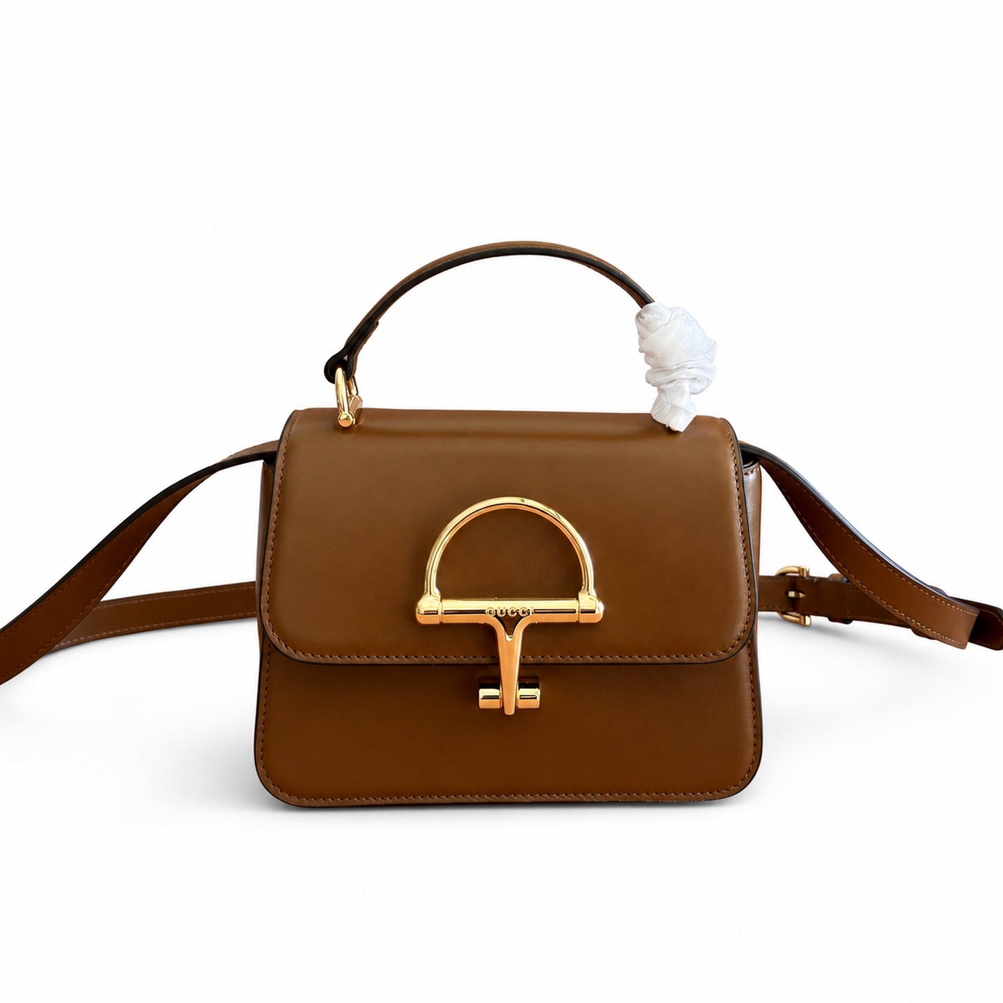 Gucci Horsebit Leather Black Brown Gold Handbag