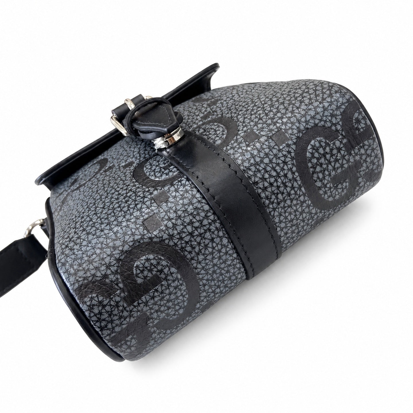Gucci Small Cotton Leather Black Gray Messenger Bag