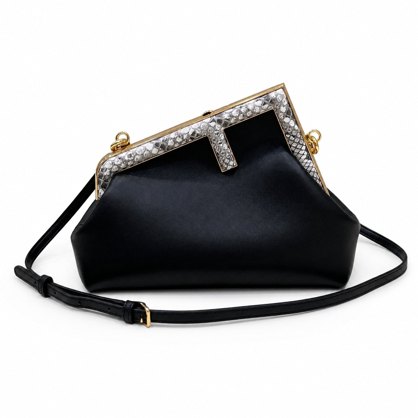 Fendi First Snakeskin Leather Black Bag