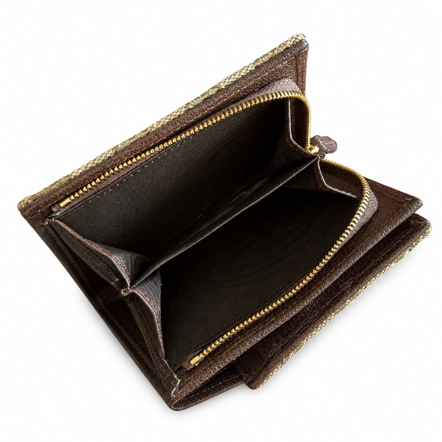 Gucci GG Marmont Small Canvas Leather Brown Gold Wallet