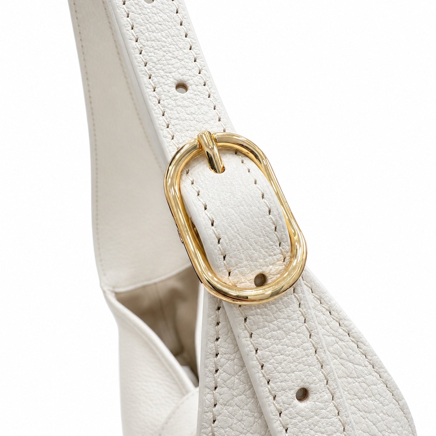 Gucci Leather White Beige Gold Handbag