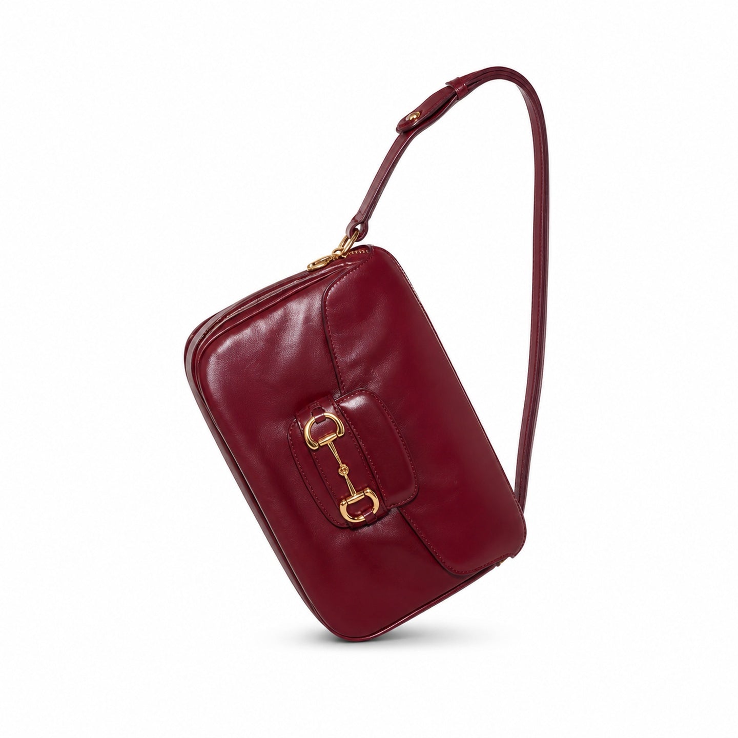 Gucci Horsebit 1955 Leather Red Gold Shoulder Bag