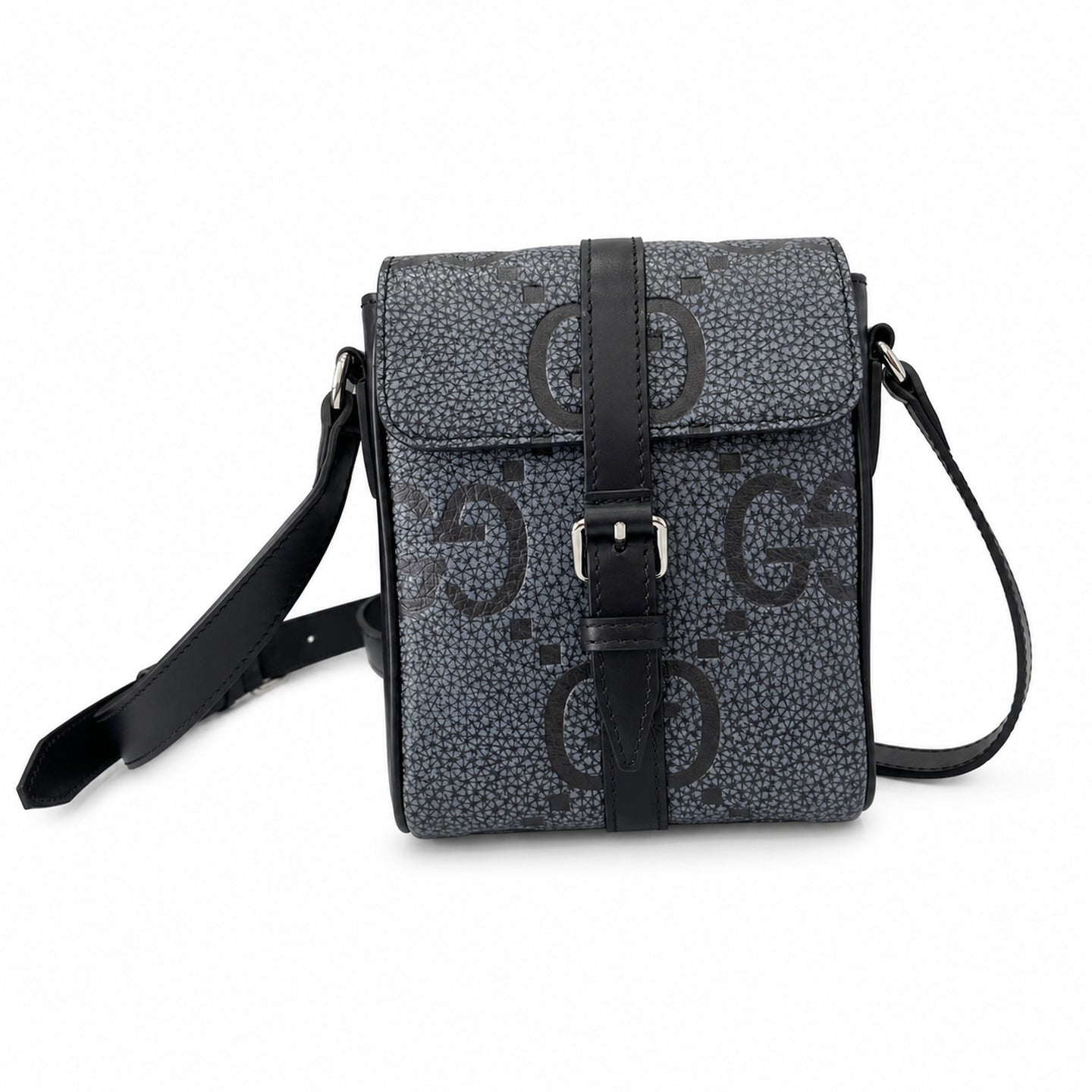 Gucci Small Cotton Leather Black Gray Messenger Bag