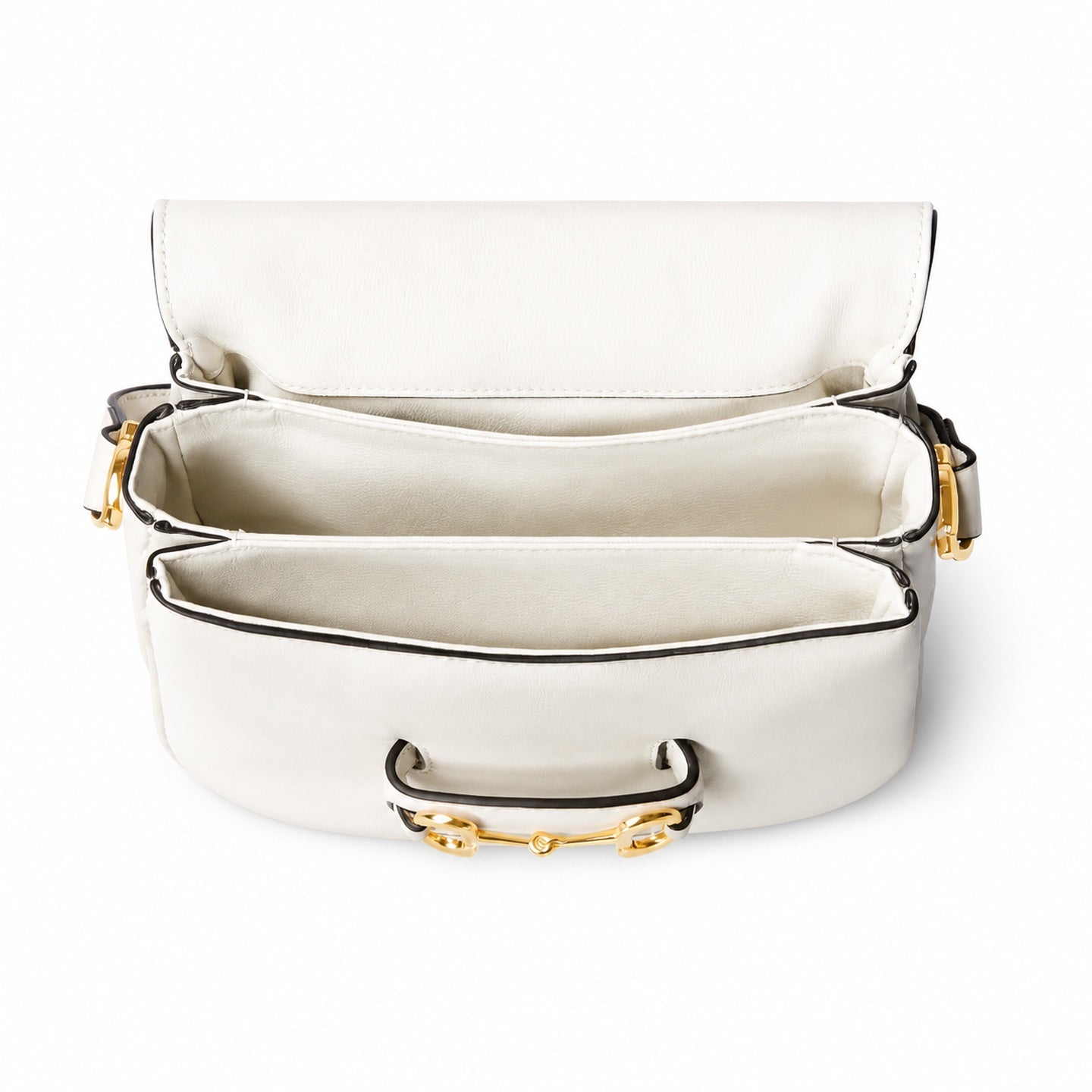 Gucci Horsebit 1955 Leather White Gold Shoulder Bag