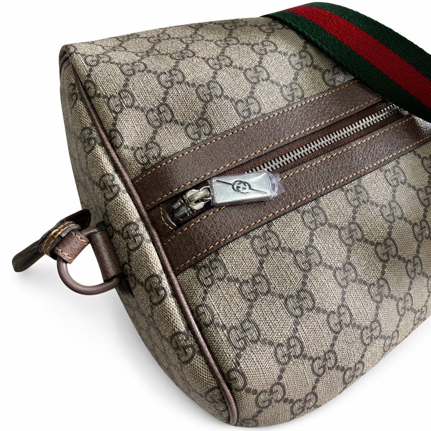Gucci Supreme Large Canvas Leather Beige Brown Red Green Bag