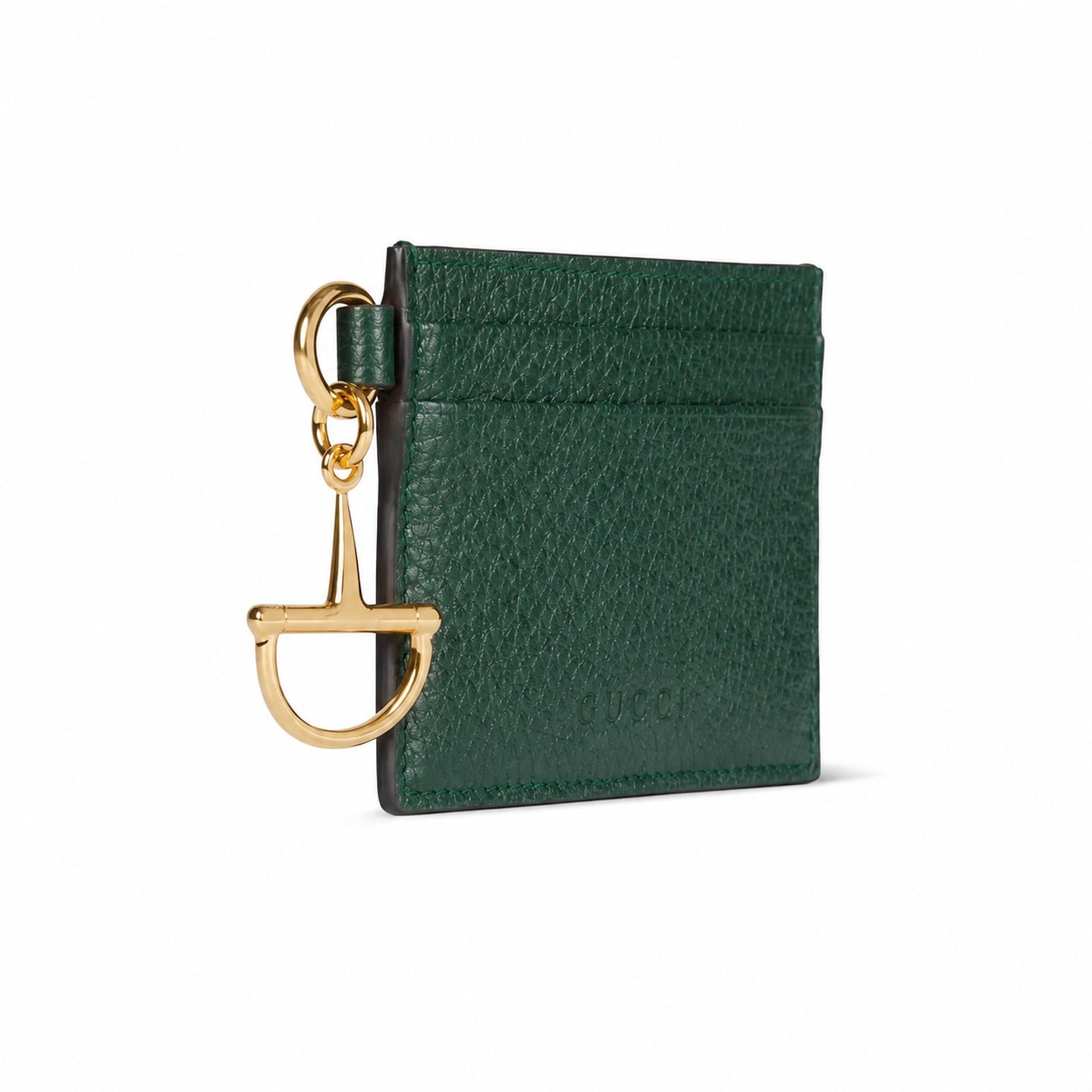 Gucci Horsebit Cotton Leather Green Gold Card Holder