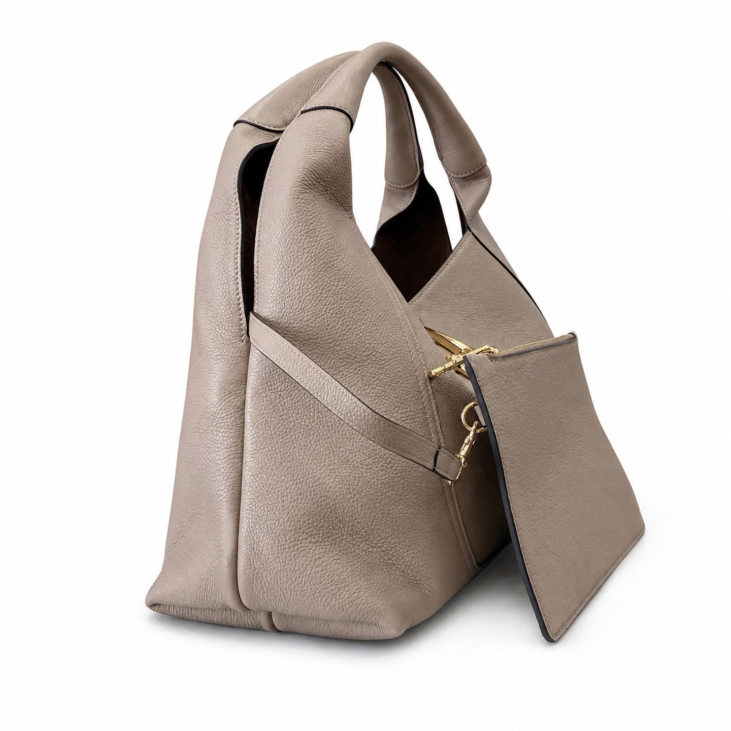 Gucci Leather Gray Brown Pink Gold Shoulder Bag