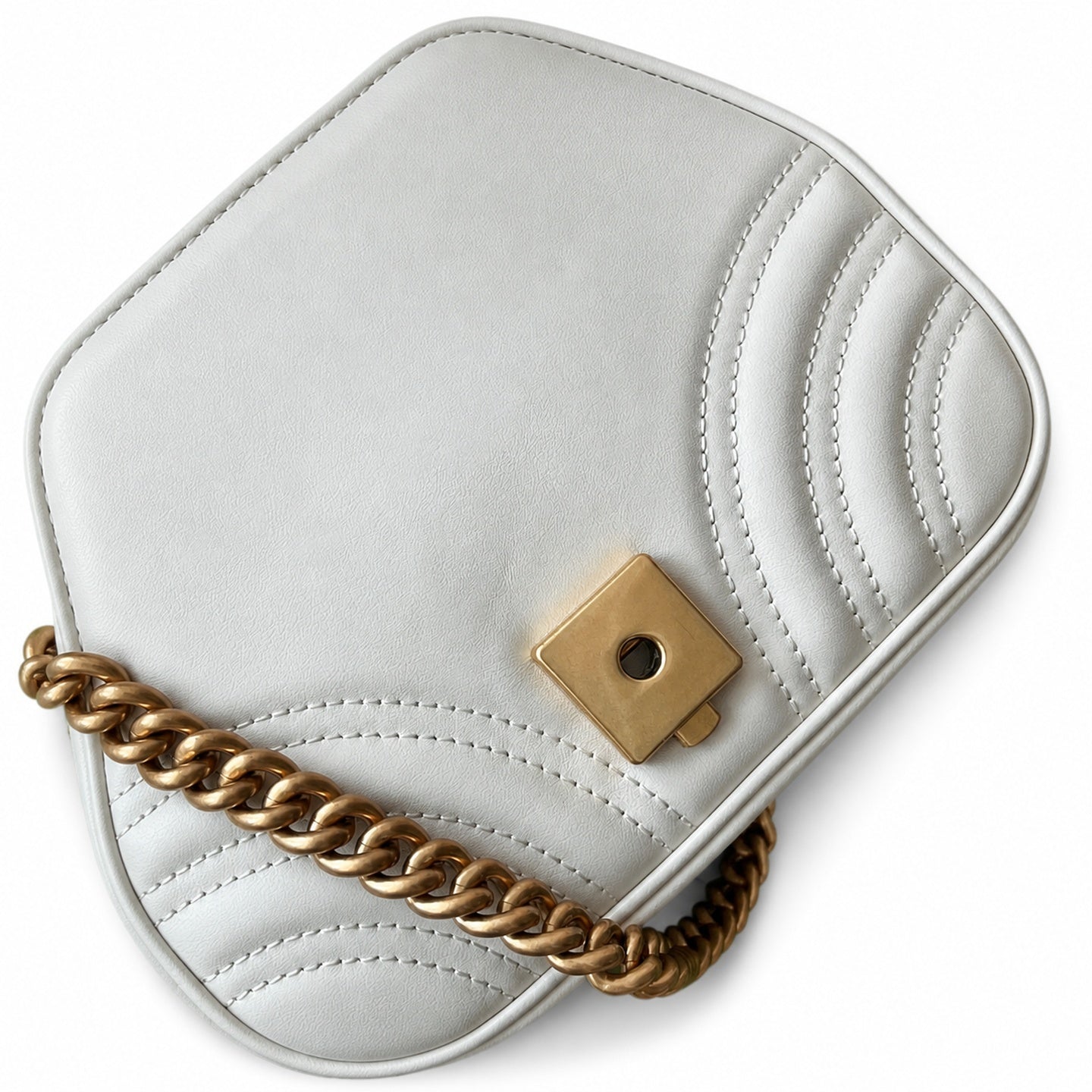 Gucci GG Marmont Quilted Leather Black White Gold Handbag